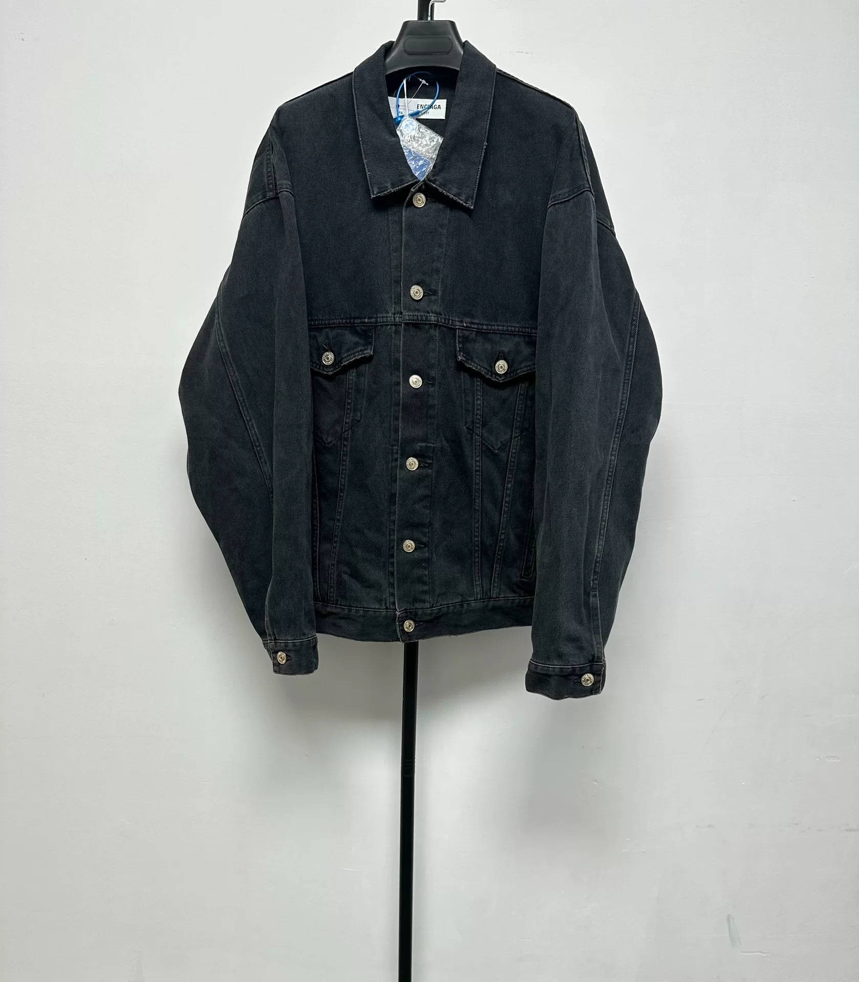 Balenciaga Spray-Painted Logo Denim Jacket — front