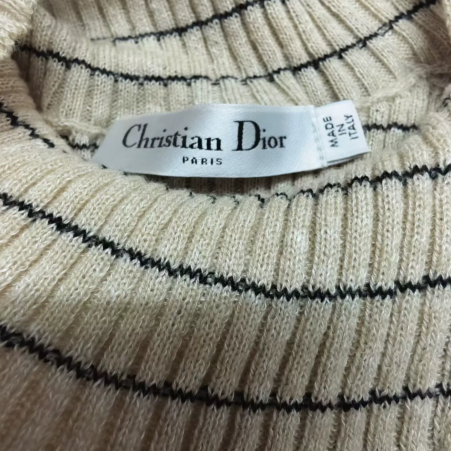 Dior Bee Embroidery Cashmere Short-Sleeve Sweater — back