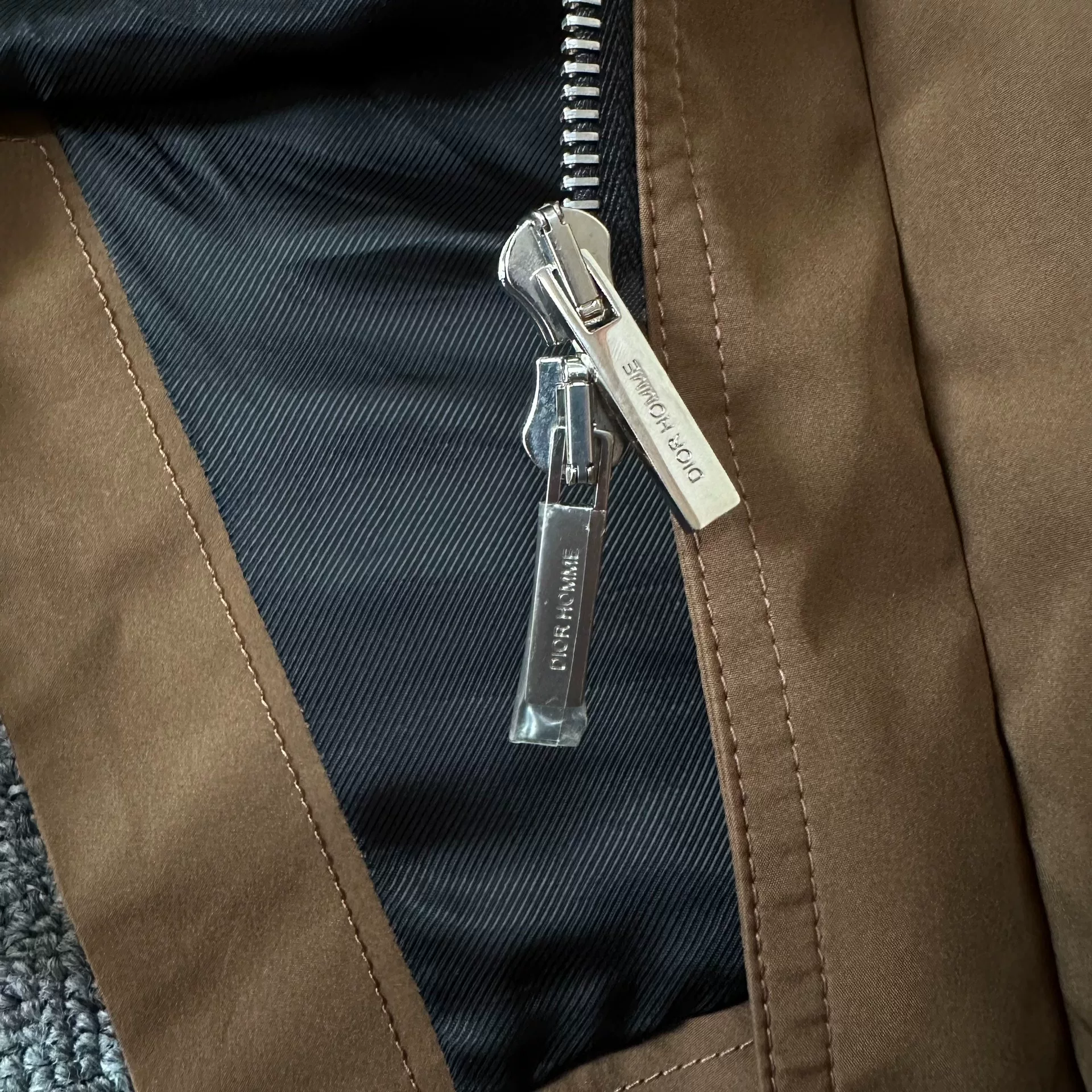 Dior Homme Khaki Black Trench Coat — back