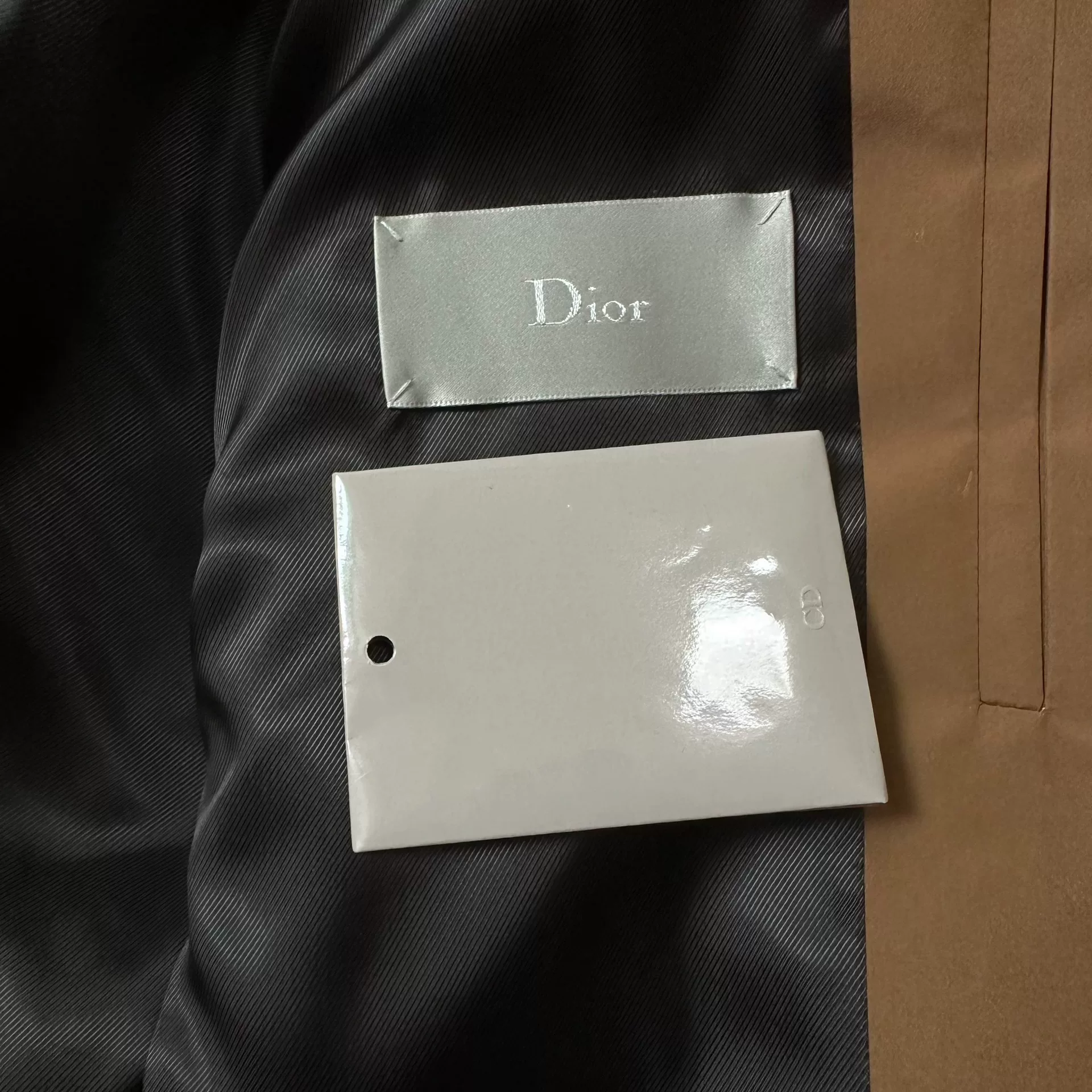 Dior Homme Khaki Black Trench Coat — label