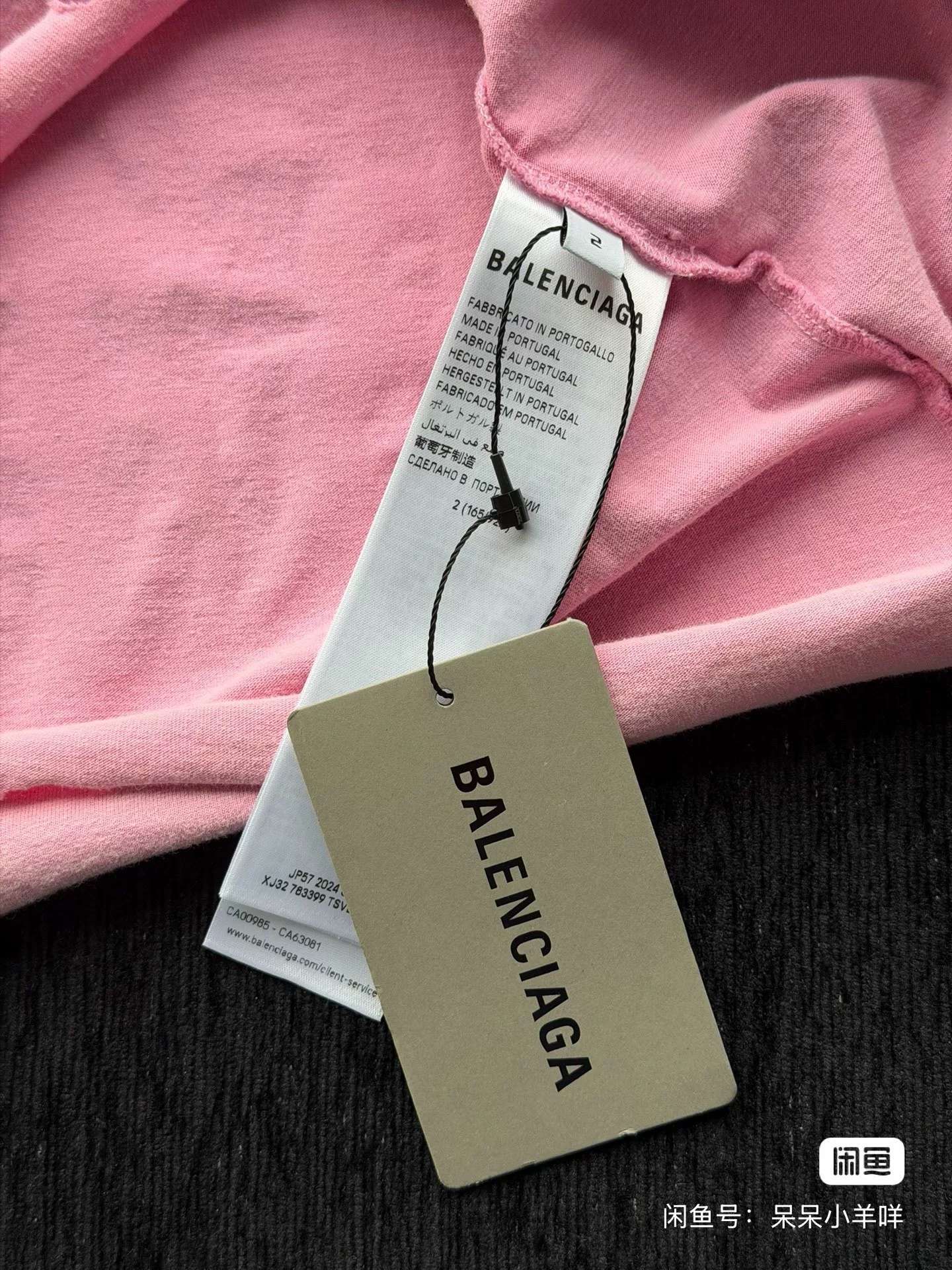 Balenciaga Pink Short-Sleeve T-Shirt — label