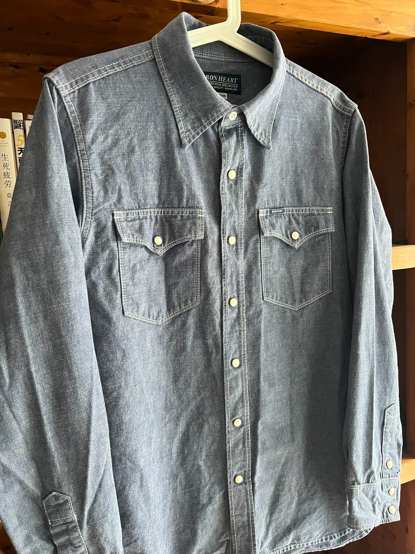 Iron Heart Indigo Selvedge Denim Work Shirt — detail