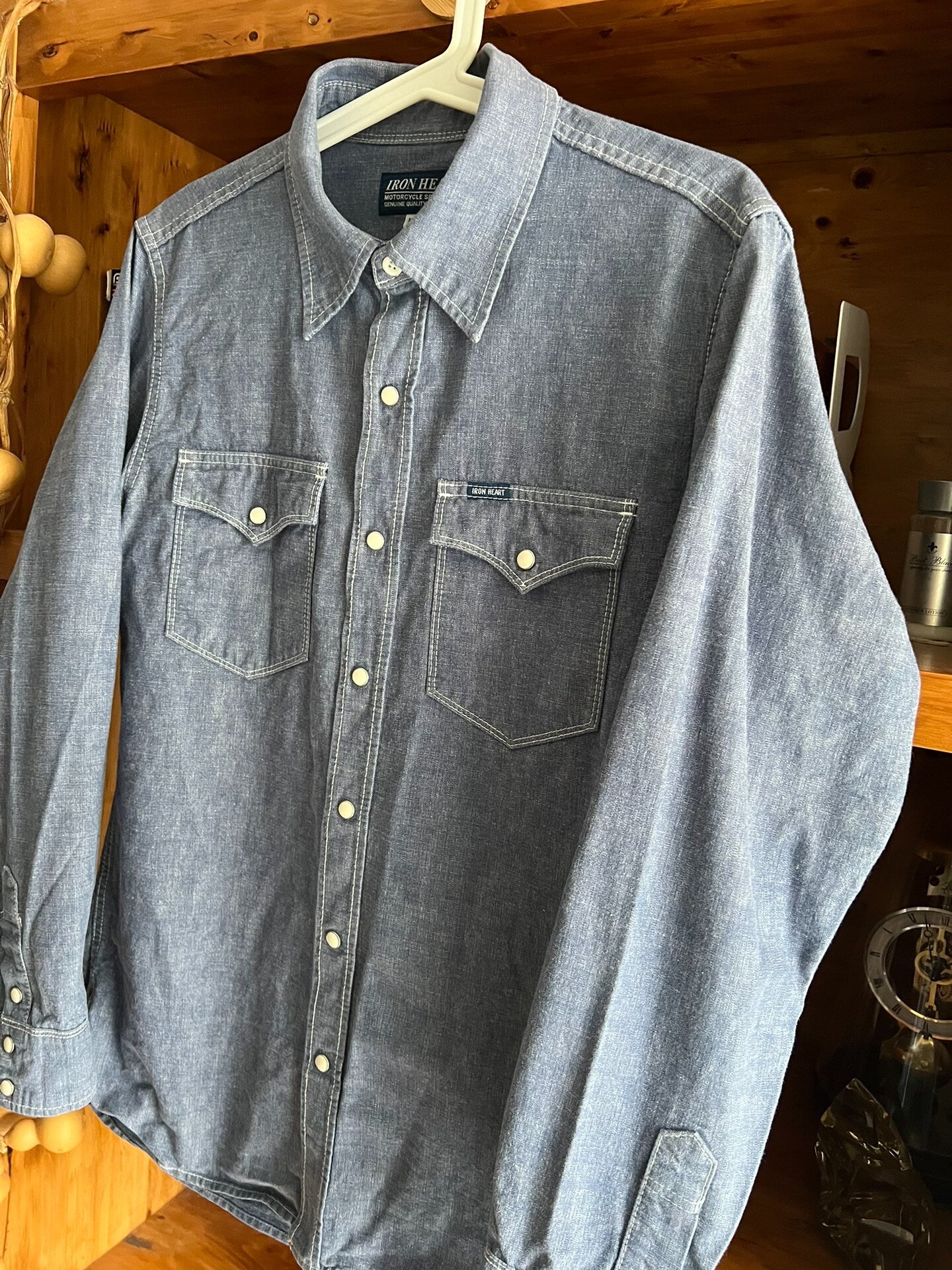 Iron Heart Indigo Selvedge Denim Work Shirt — back