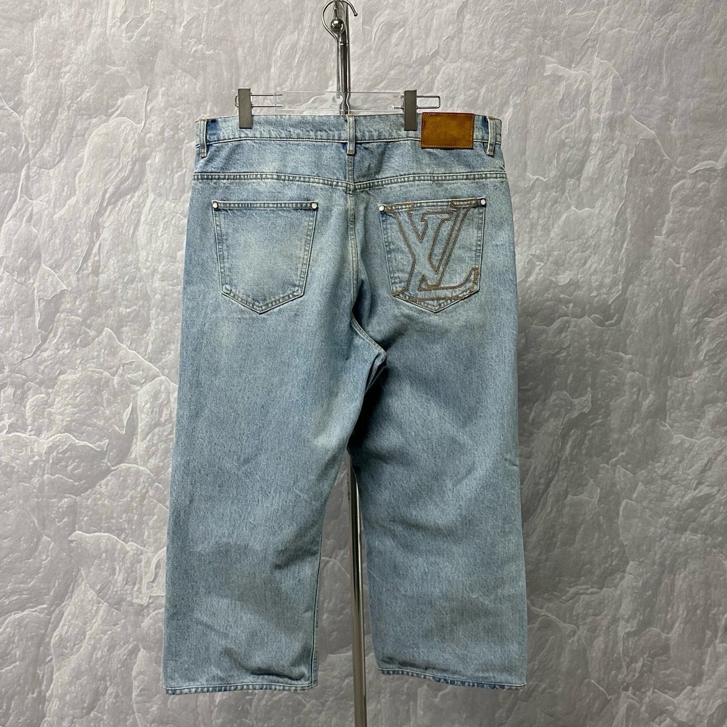 Louis Vuitton SS25 Embroidered Logo Denim Pants — label