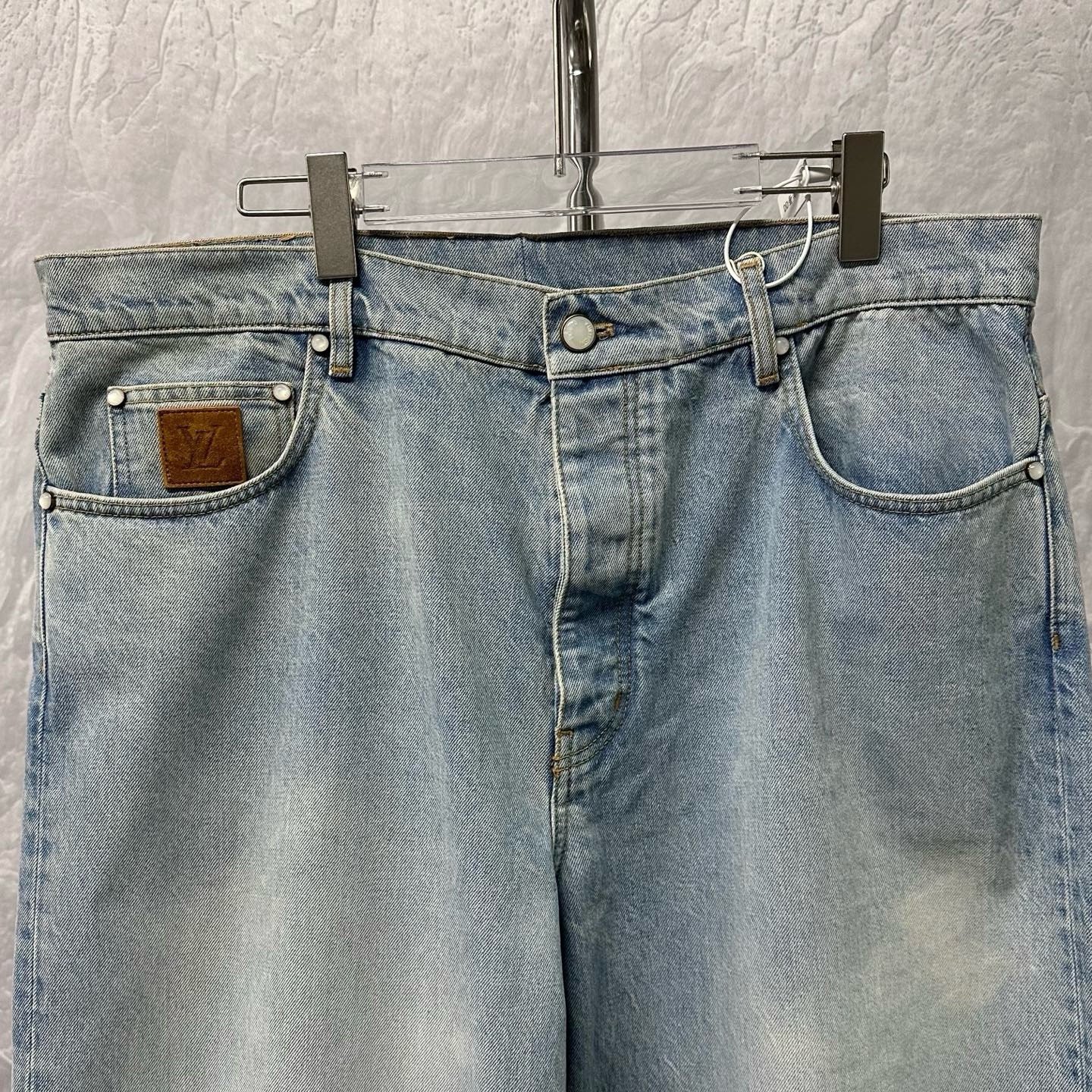 Louis Vuitton SS25 Embroidered Logo Denim Pants — detail