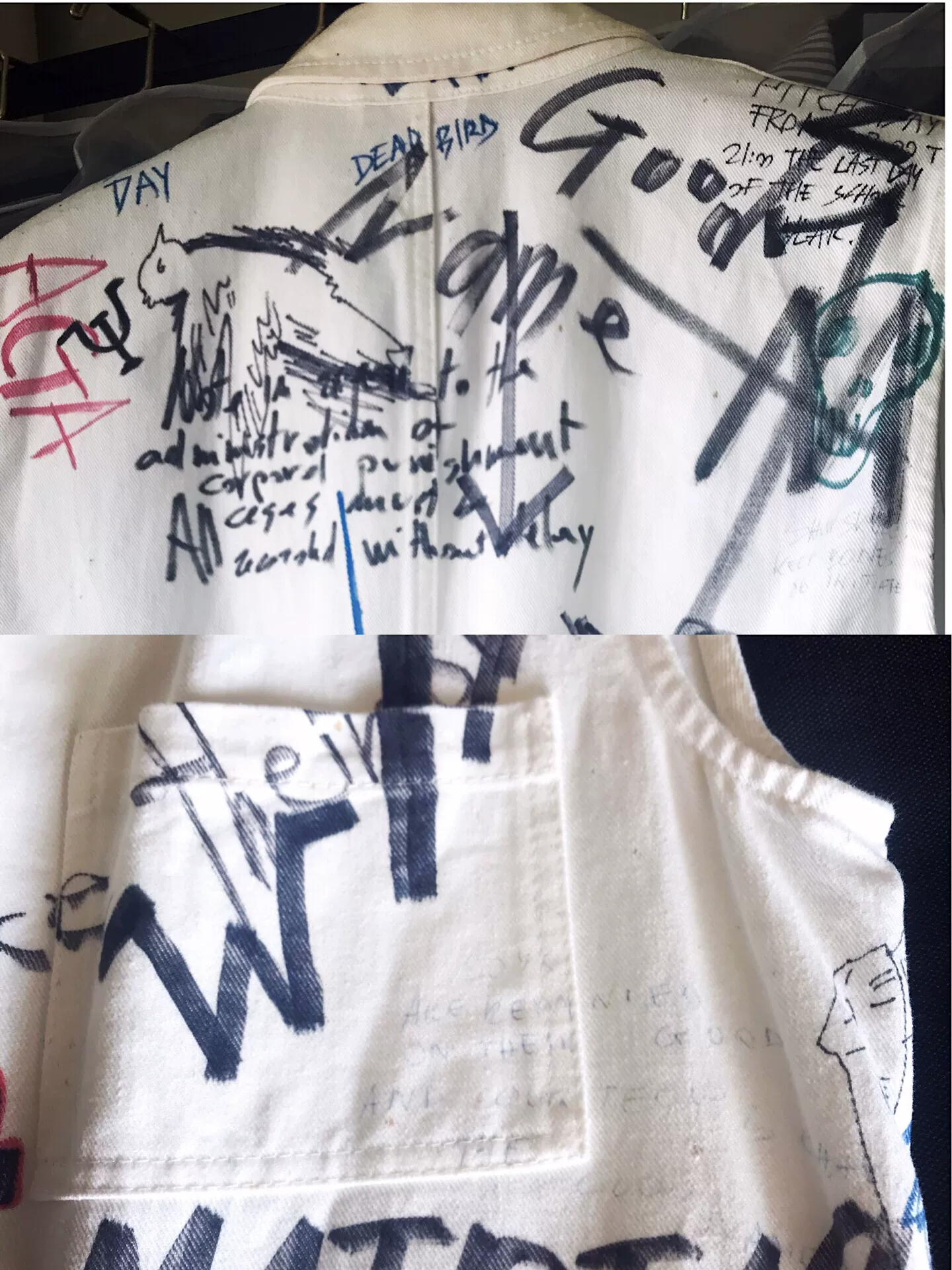 Raf Simons Archive Sleeveless Graffiti Coat — label