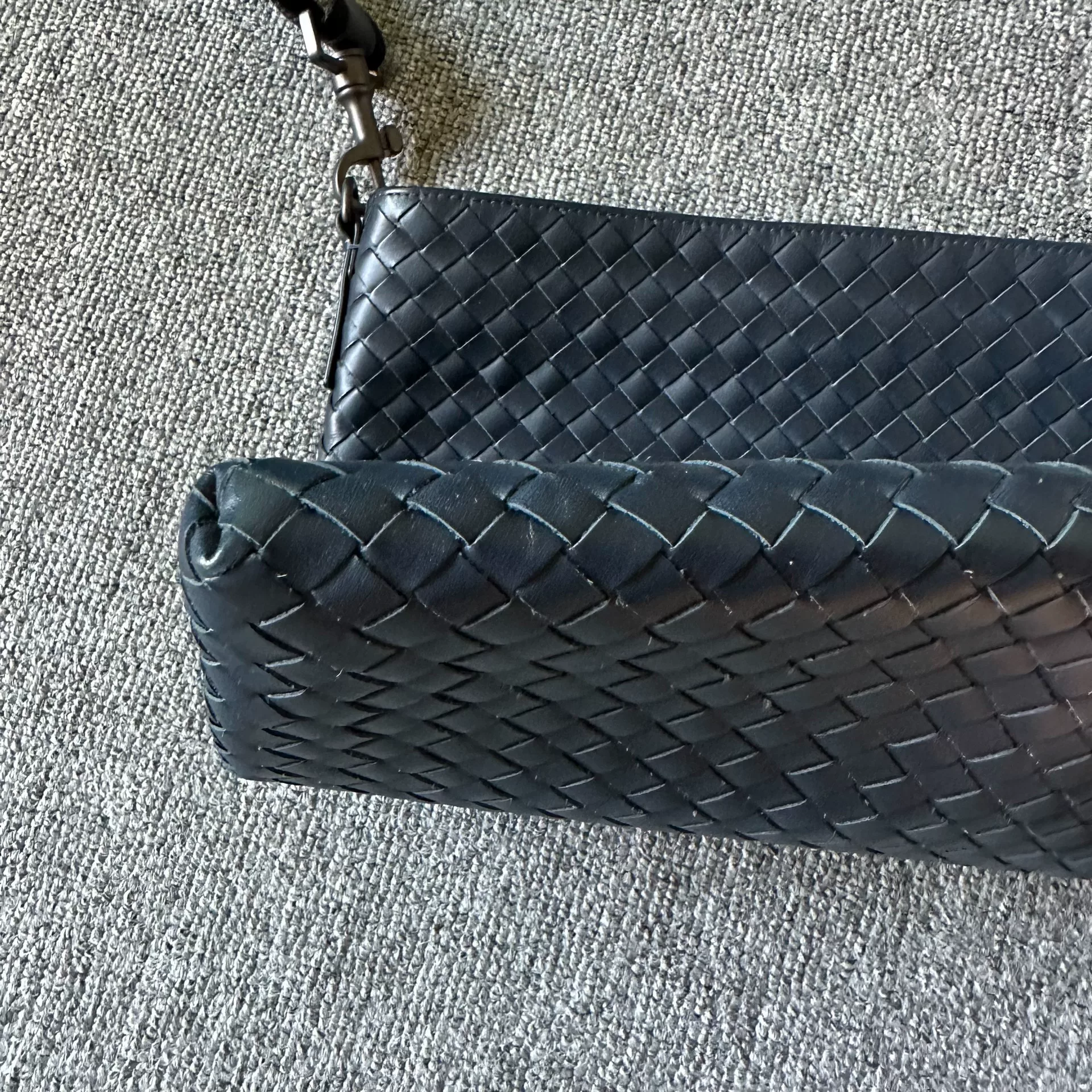 Bottega Veneta Black Woven Crossbody Bag — back