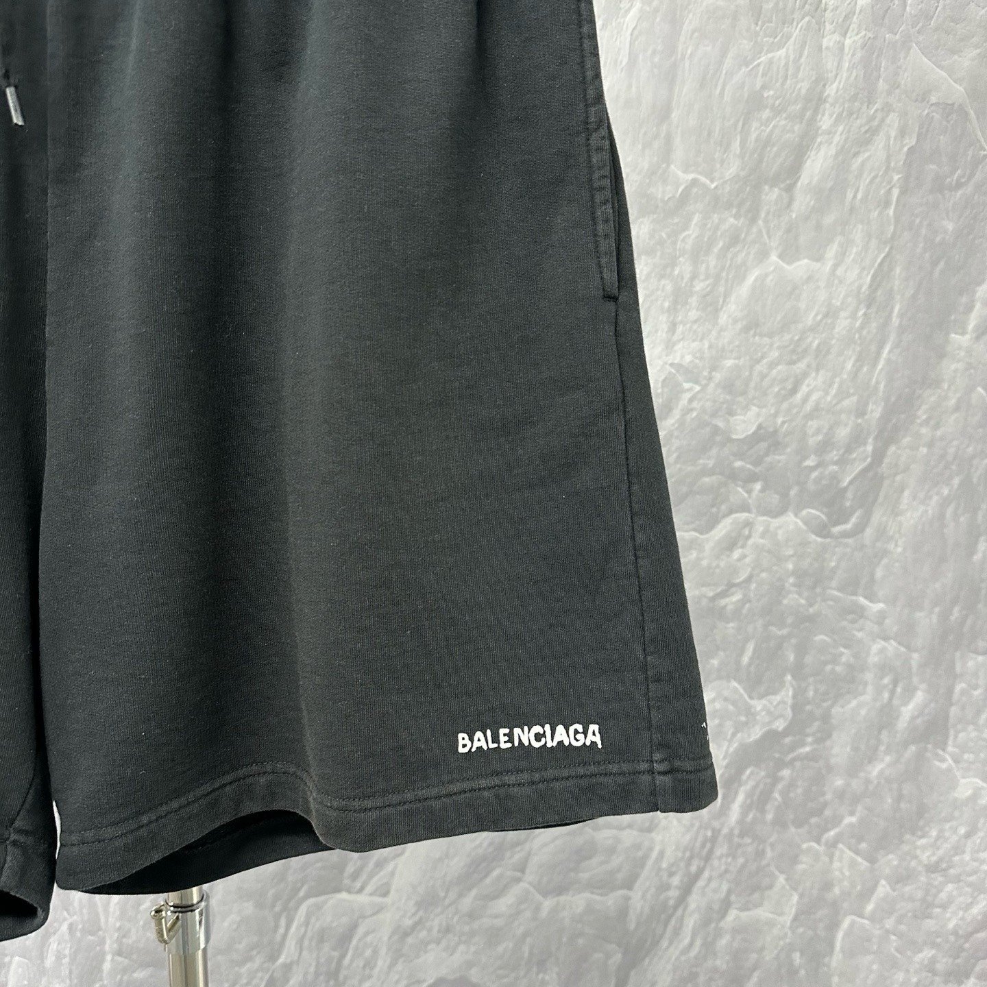 Balenciaga Printed Distressed Shorts — detail