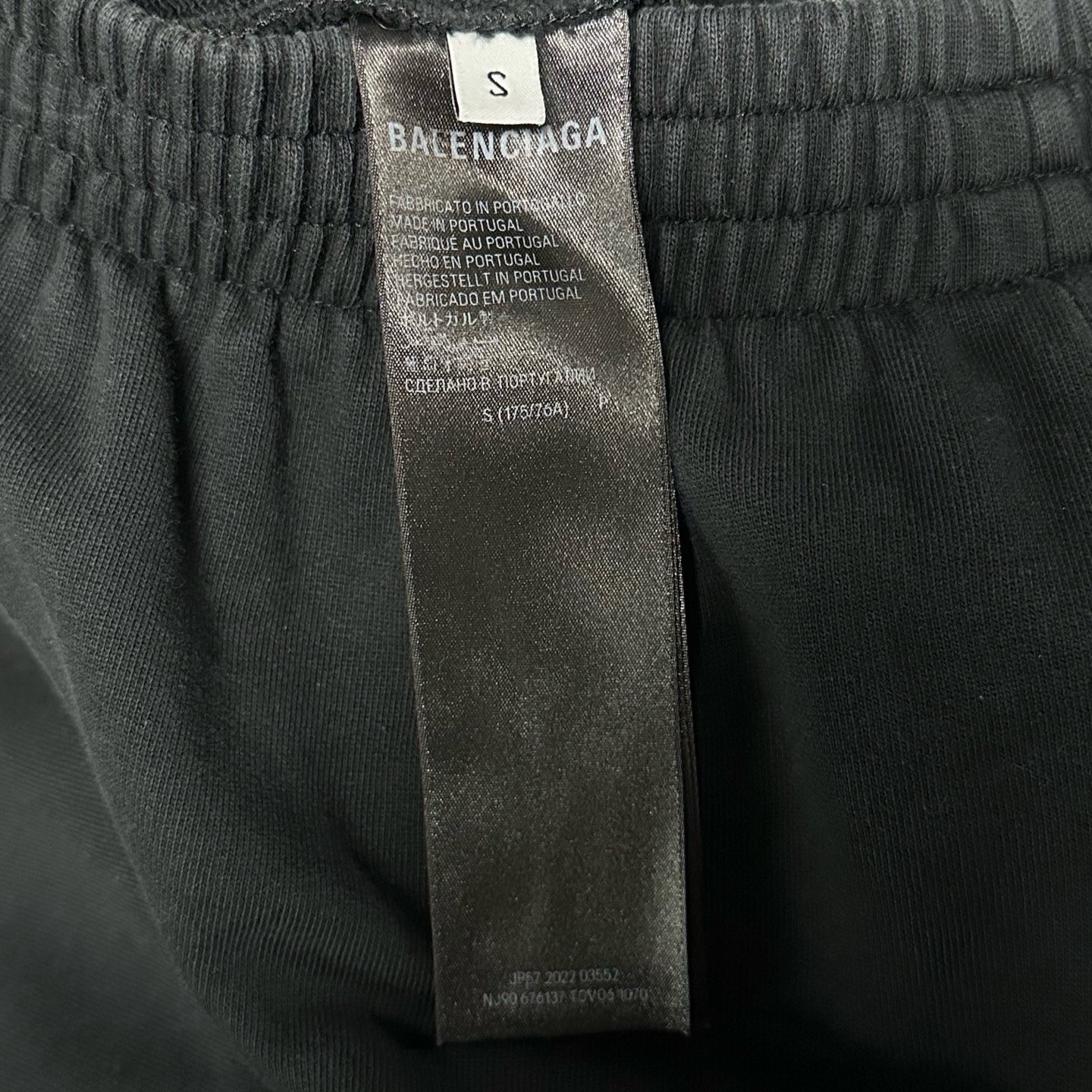 Balenciaga Printed Distressed Shorts — label
