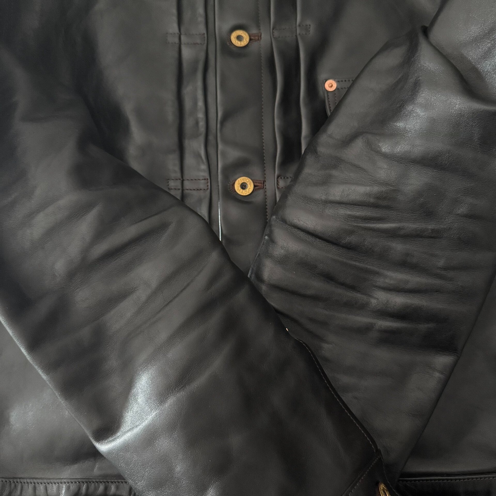 Double Helix Cowboy Horsehide Jacket — label