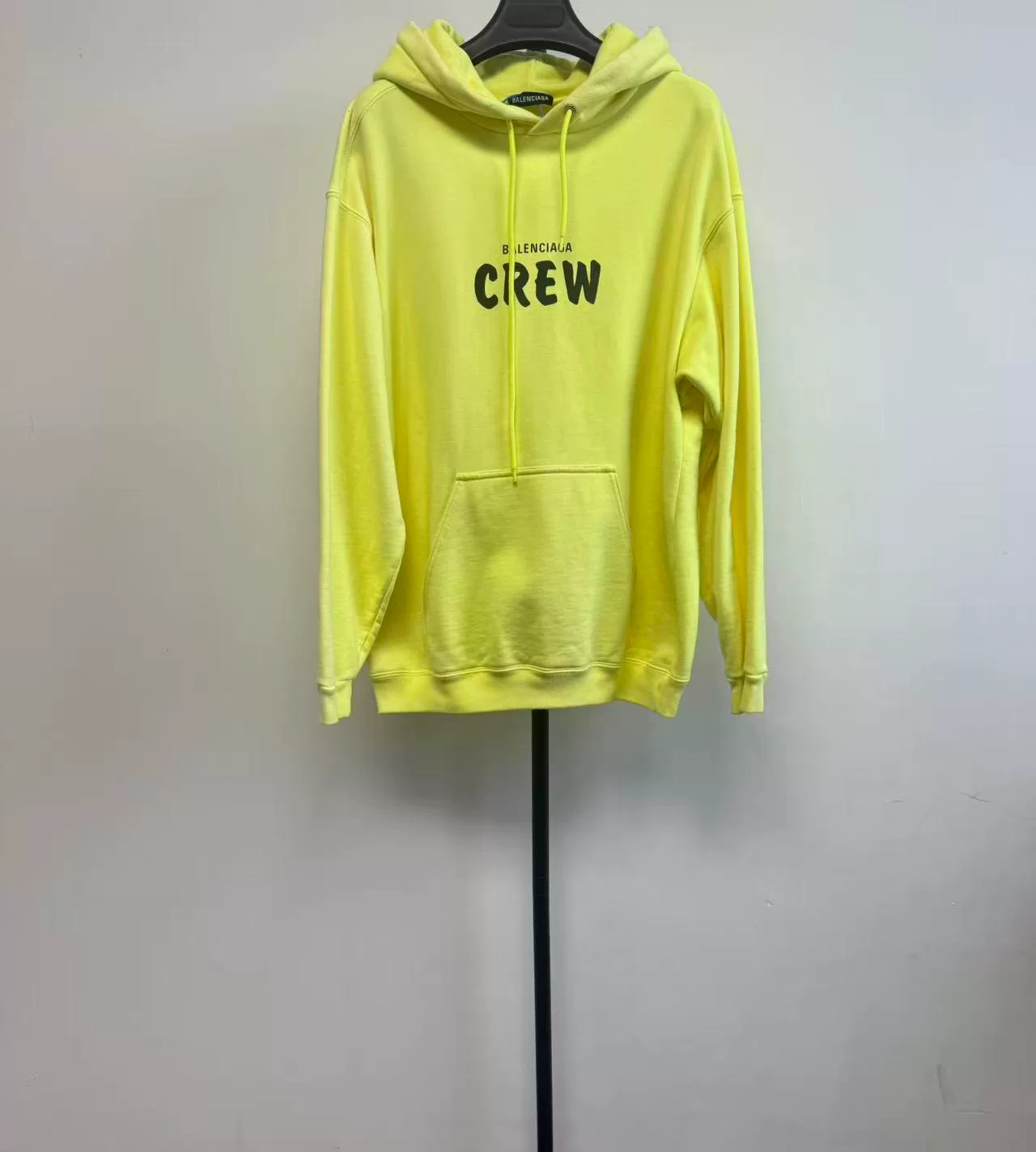 Balenciaga CREW Print Fluorescent Yellow Hoodie