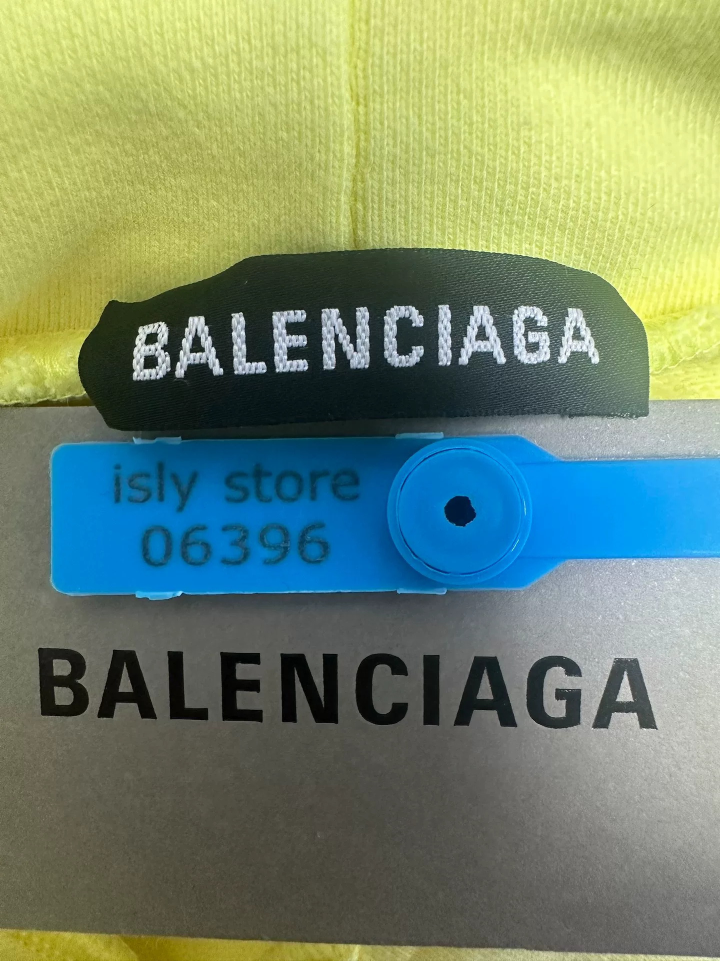 Balenciaga CREW Print Fluorescent Yellow Hoodie — back