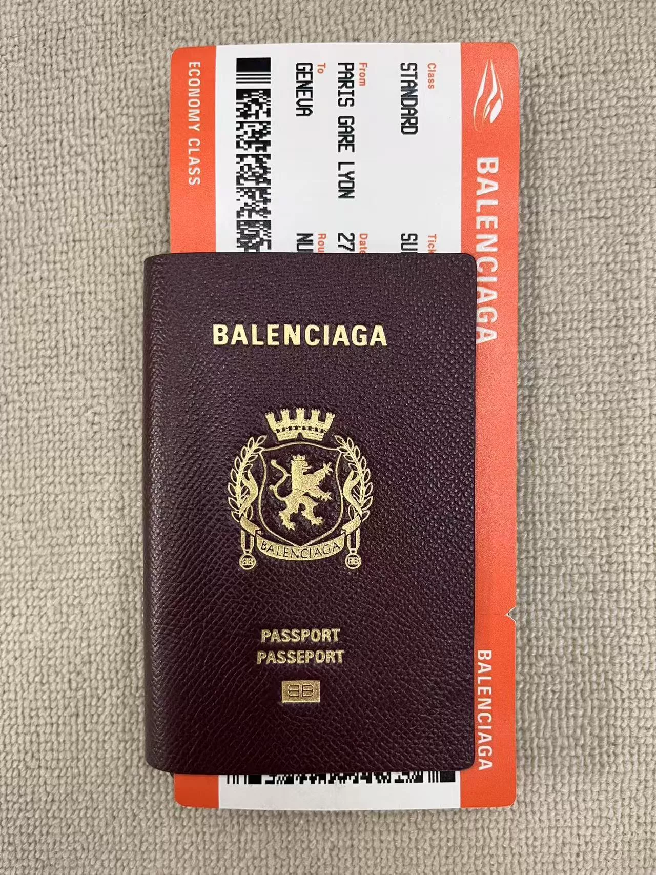 Balenciaga Passport Holder with Gold Logo — front