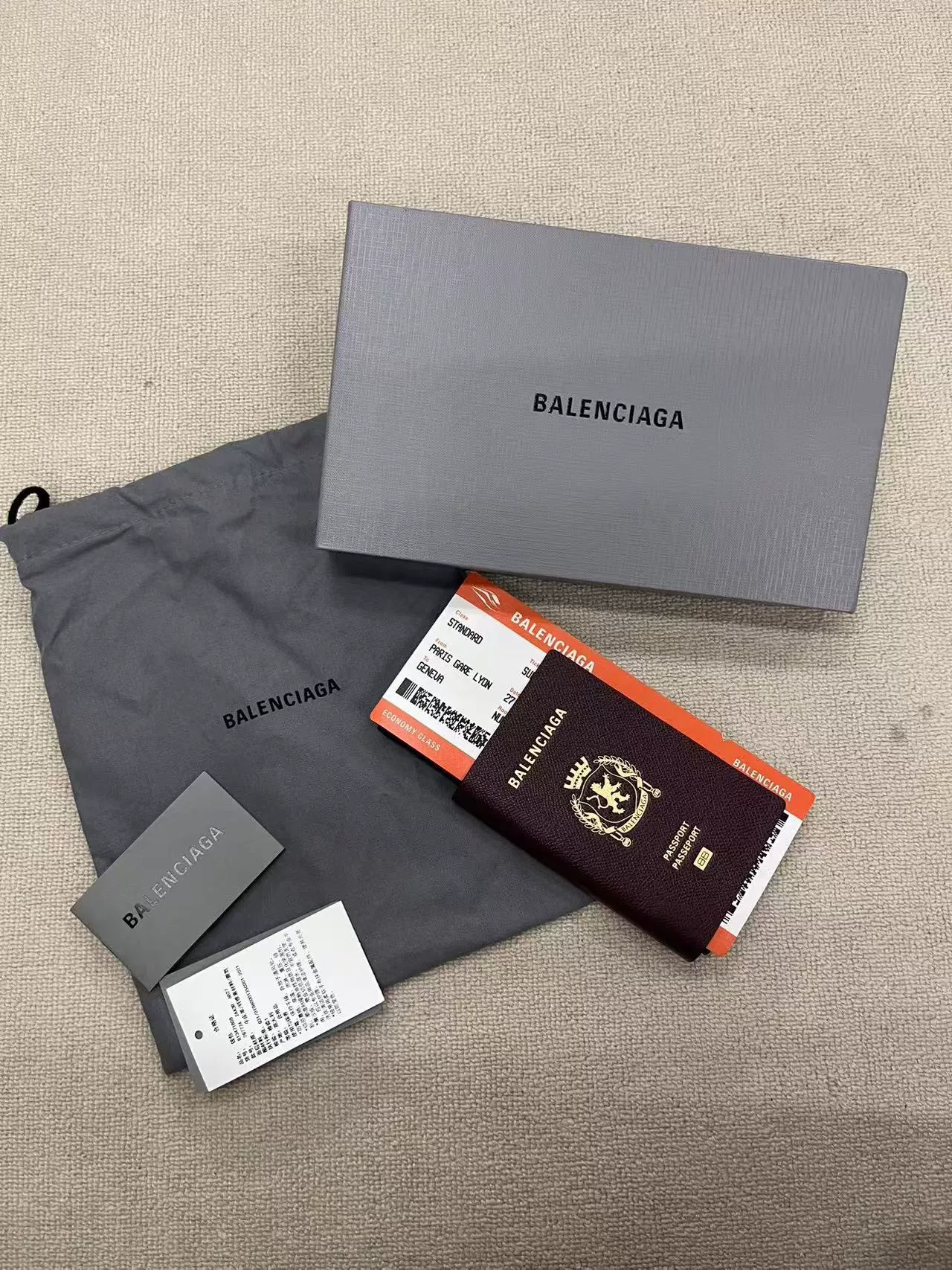 Balenciaga Passport Holder with Gold Logo