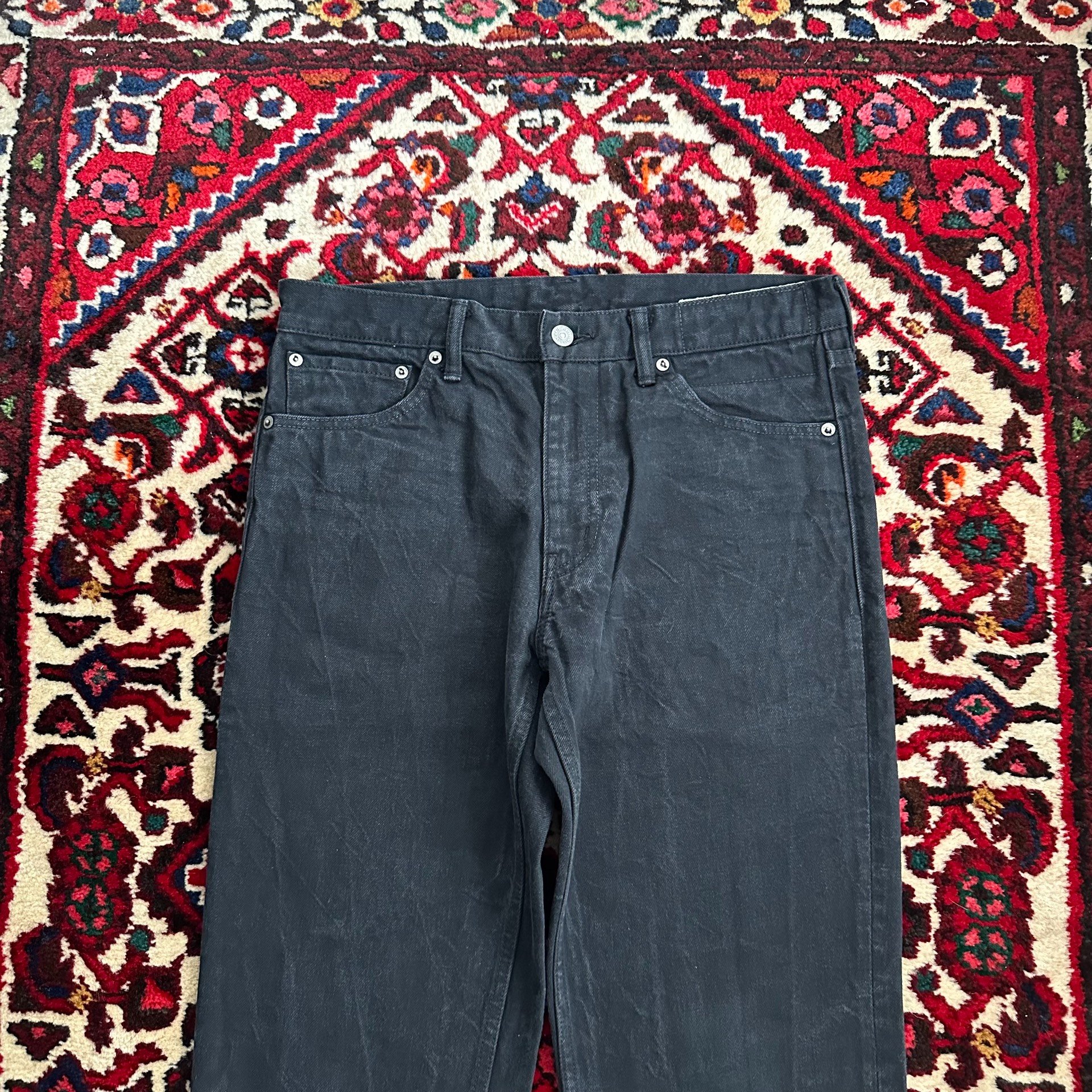 visvim 21AW Black Wide-Leg Jeans — detail