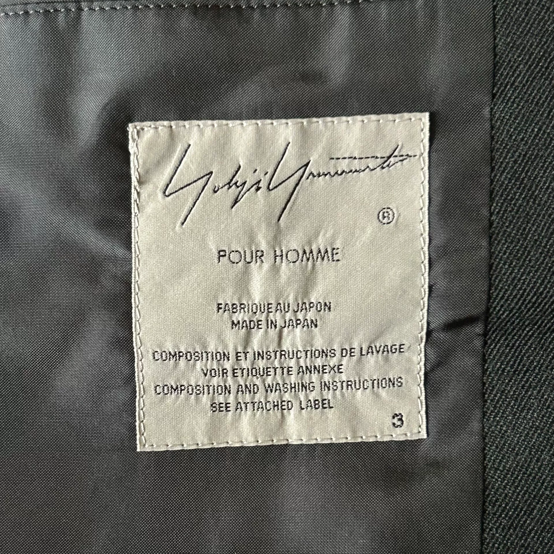 Yohji Yamamoto 19AW Zip Pocket Blazer — label