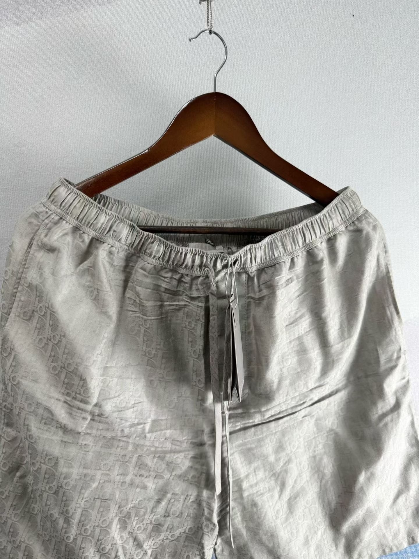 Dior Gray All-Over Print Silk Shorts — front