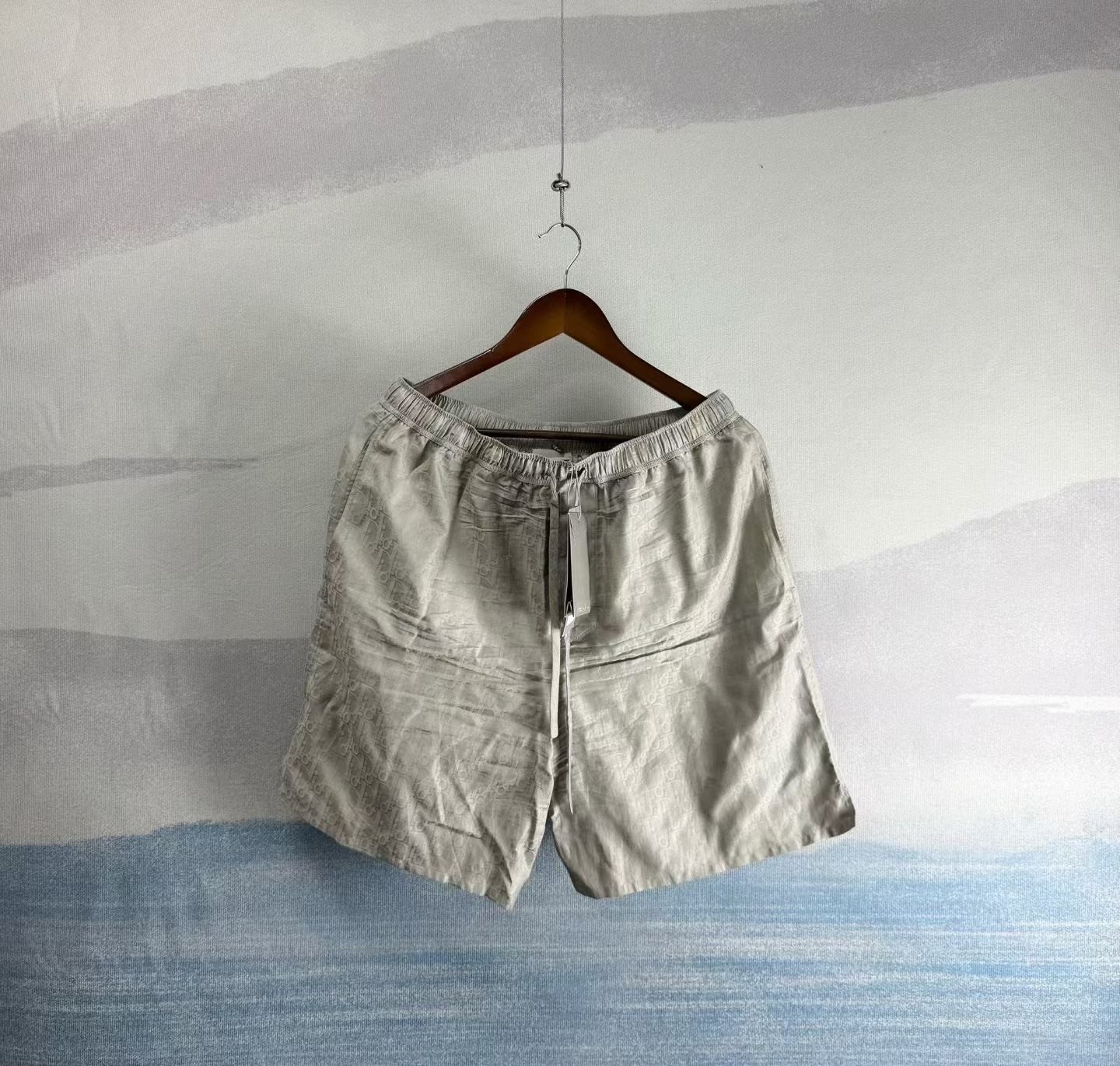 Dior Gray All-Over Print Silk Shorts