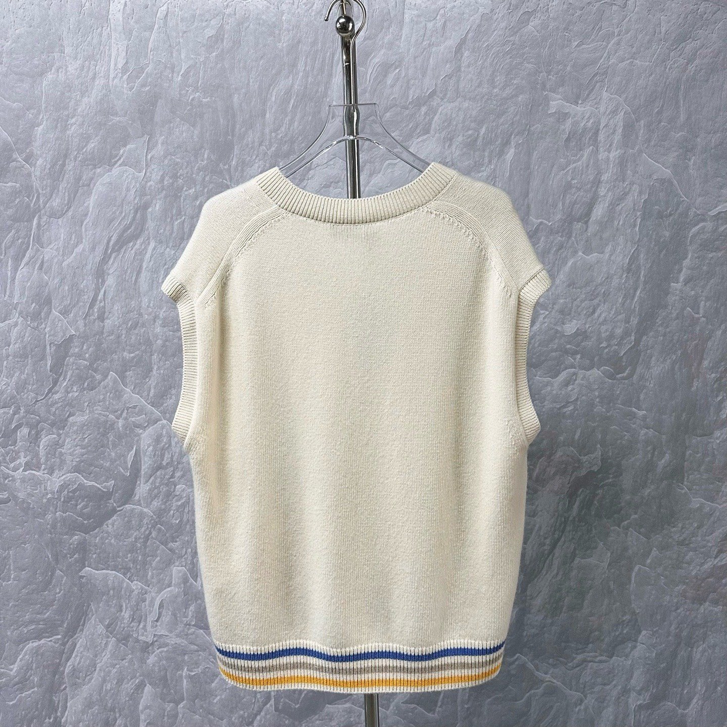 Dior Colorful Letter Cream Knit Vest — back