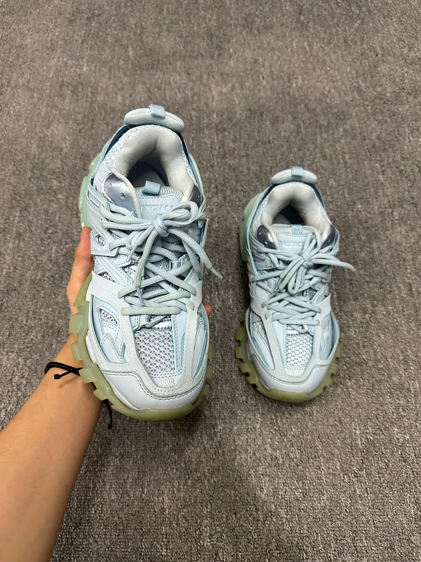 Balenciaga Track Light Blue Sneakers — detail