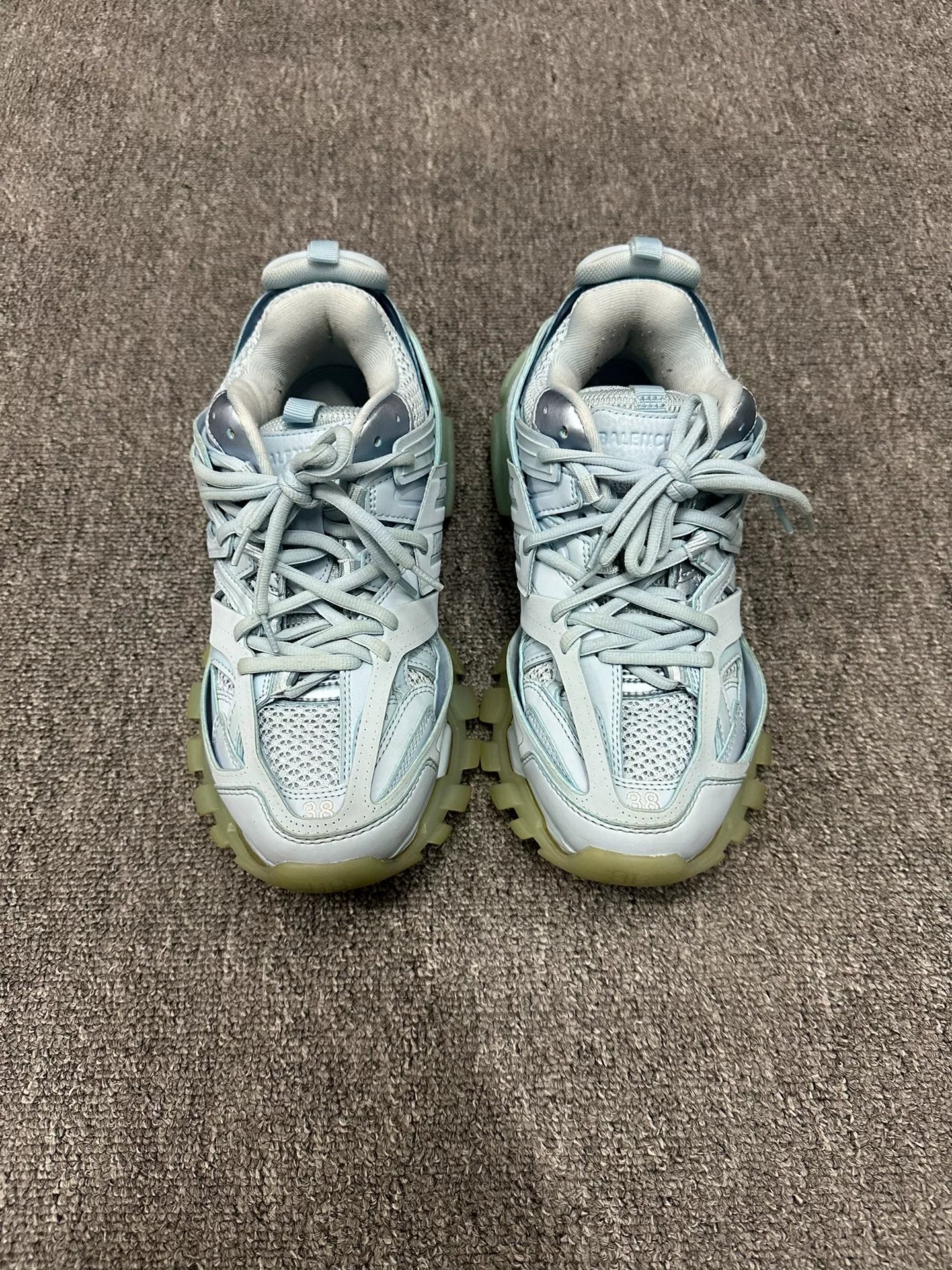 Balenciaga Track Light Blue Sneakers — label