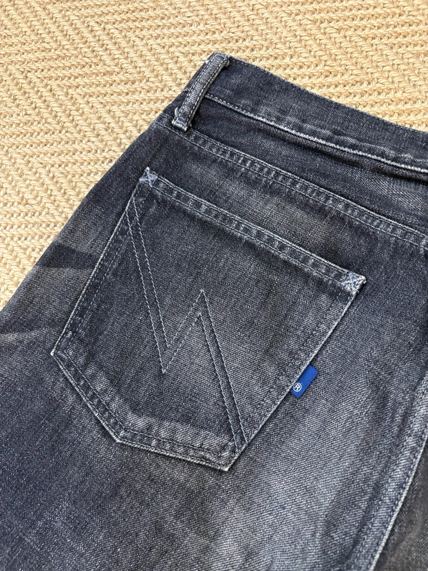 Neighborhood 07EX Narrow Distressed Jeans — label