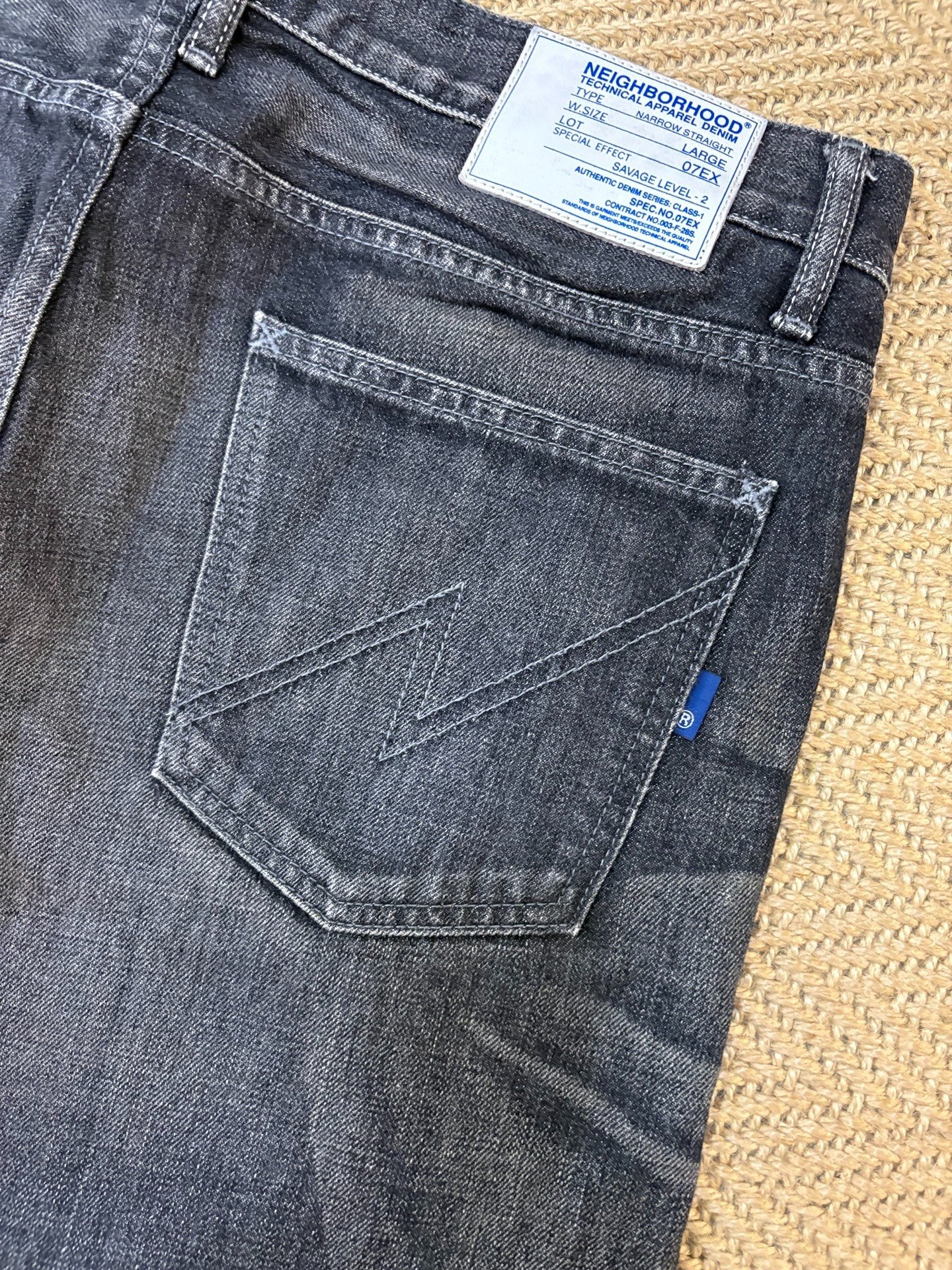 Neighborhood 07EX Narrow Distressed Jeans — back