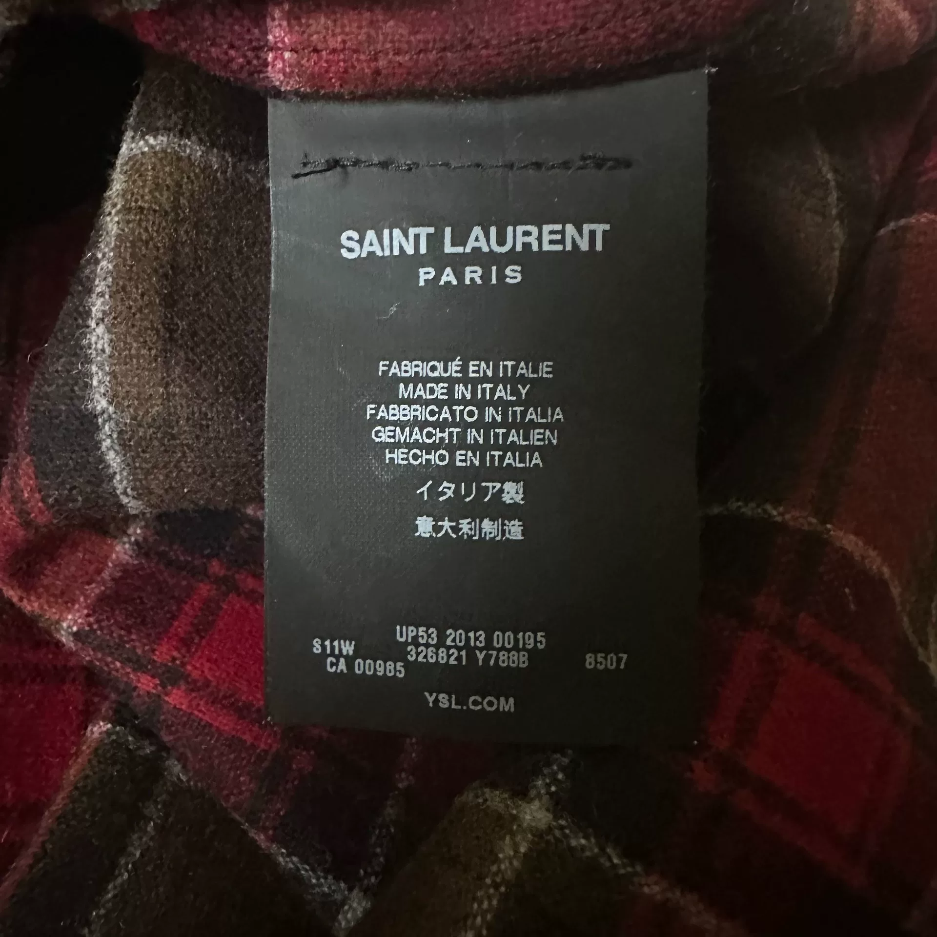 Saint Laurent Red Plaid Wool Shirt — back