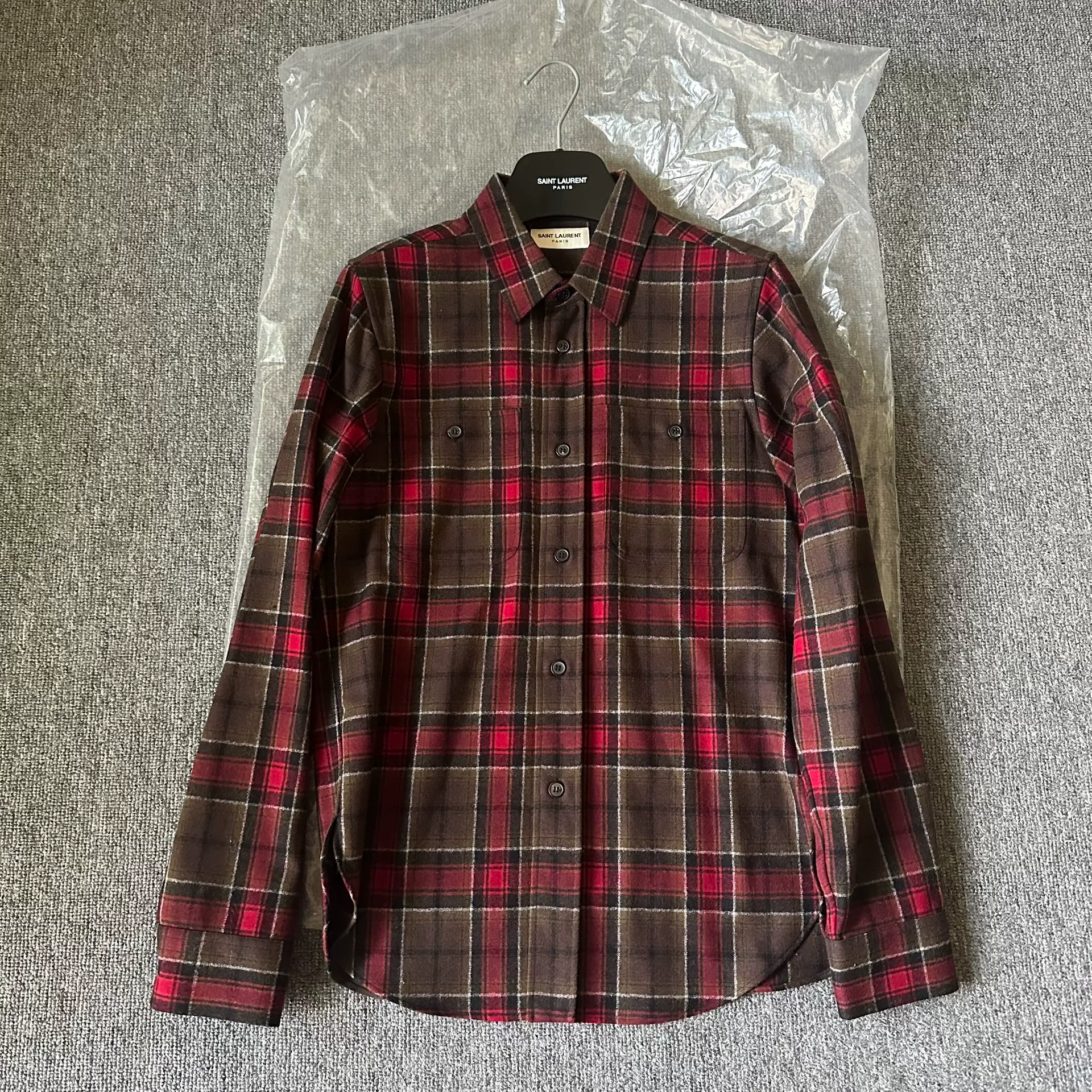 Saint Laurent Red Plaid Wool Shirt
