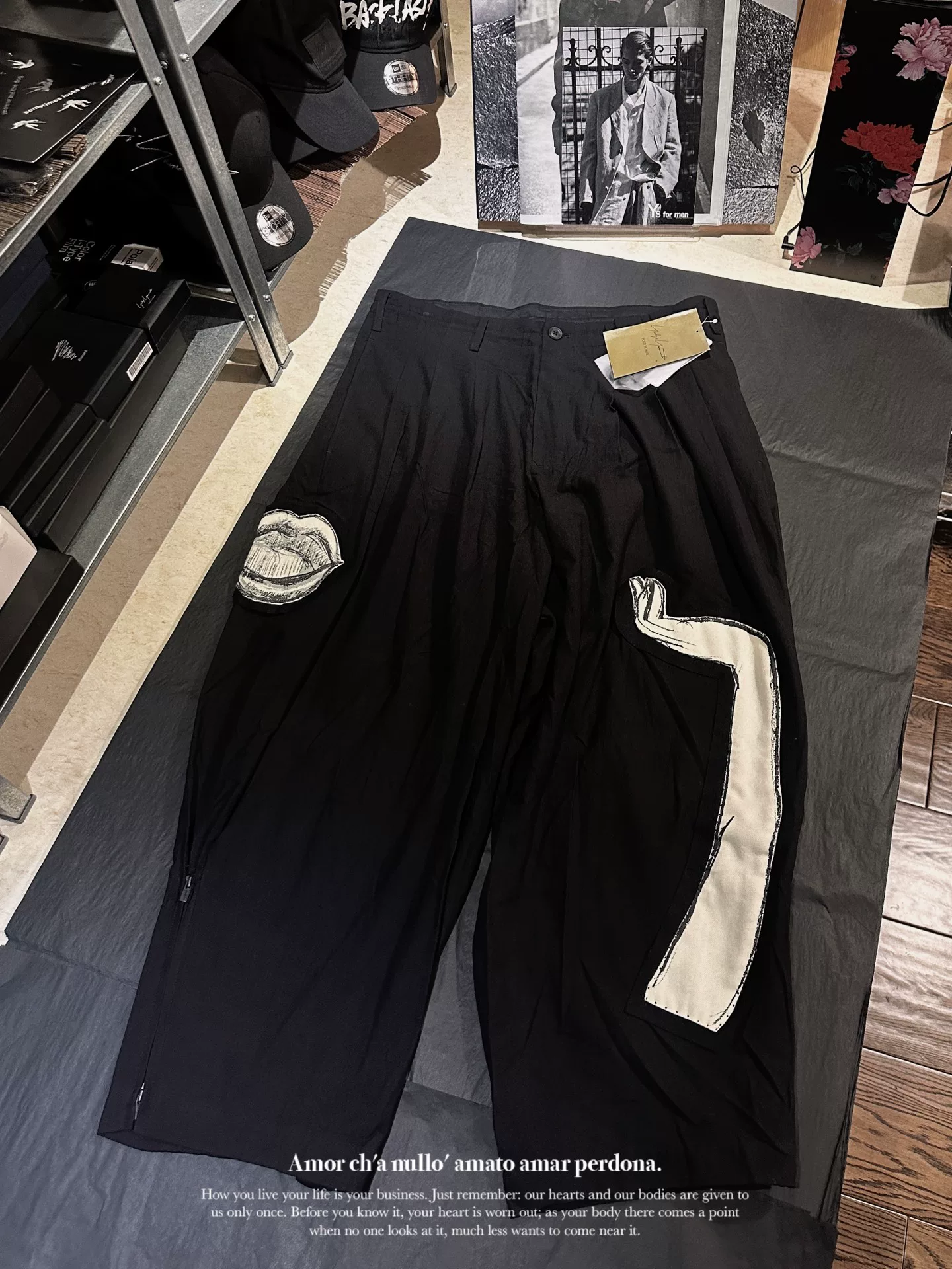 Yohji Yamamoto 22SS Patchwork Sketch Pants — detail