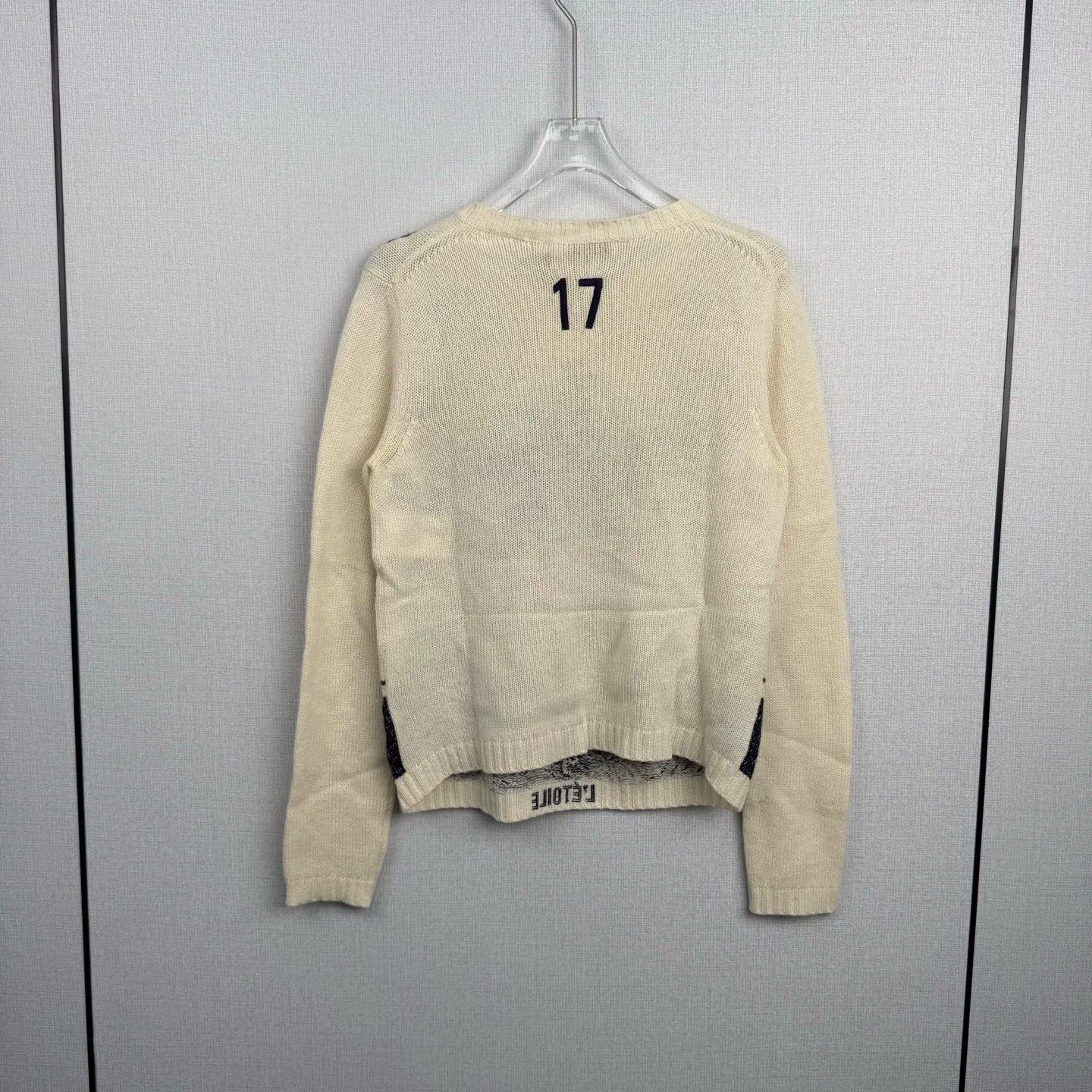 Dior Five-Star Embroidery Beige Cashmere Sweater — front