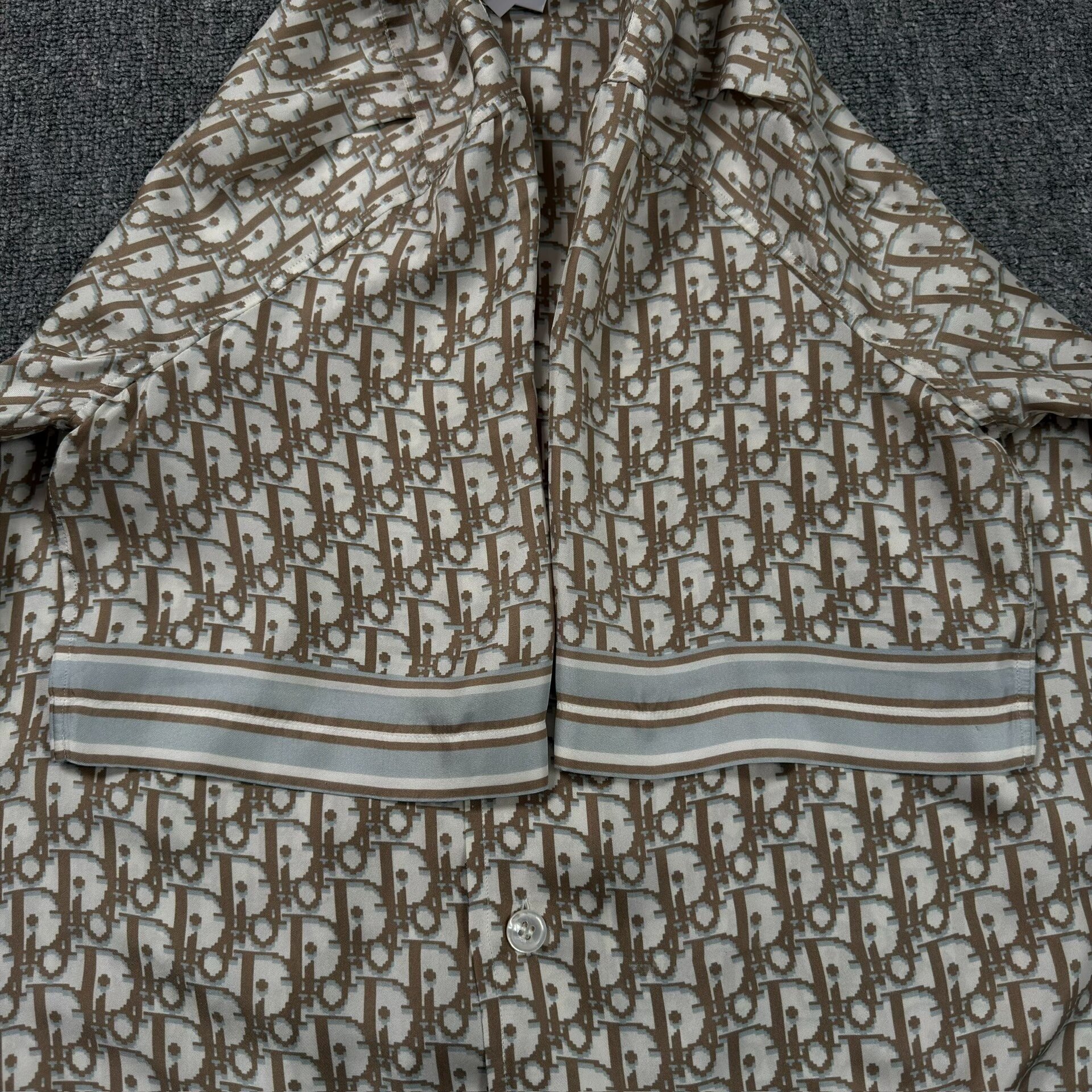 Dior Beige/Brown All-Over Print Short-Sleeve Shirt — detail