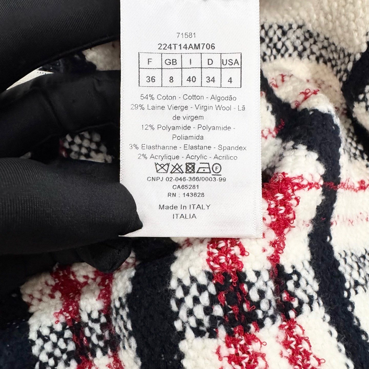 Dior White Red Check Slogan Slip Dress — back