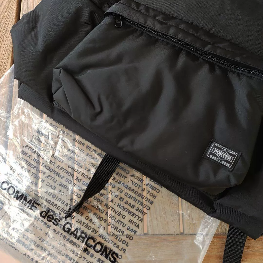 Porter x Comme des Garçons Black Backpack — label