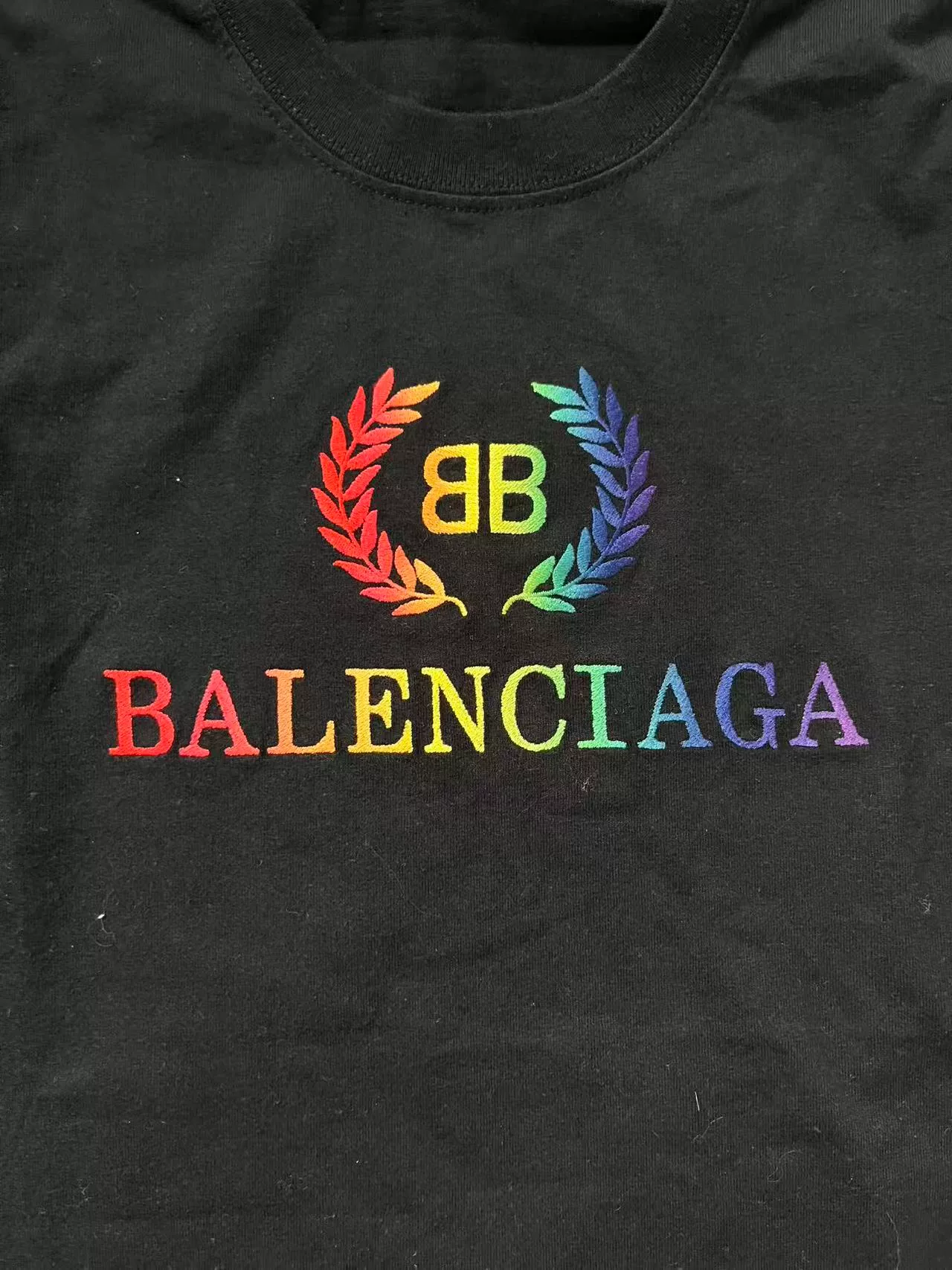 Balenciaga Rainbow Gradient Logo T-Shirt — detail