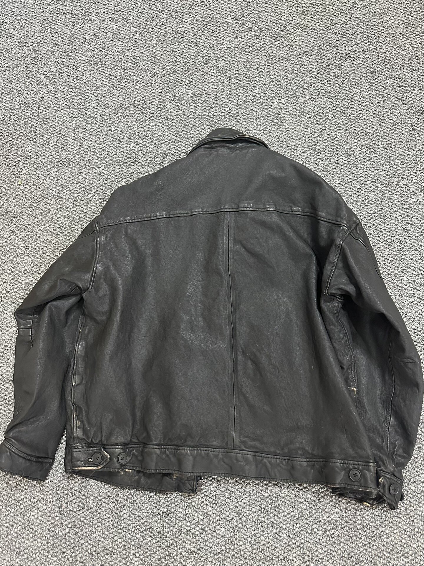BEAMS Used Zip Leather Jacket — back