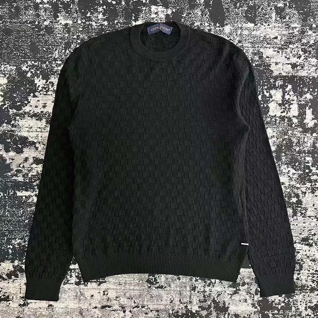 Louis Vuitton Black Checkered Wool Sweater