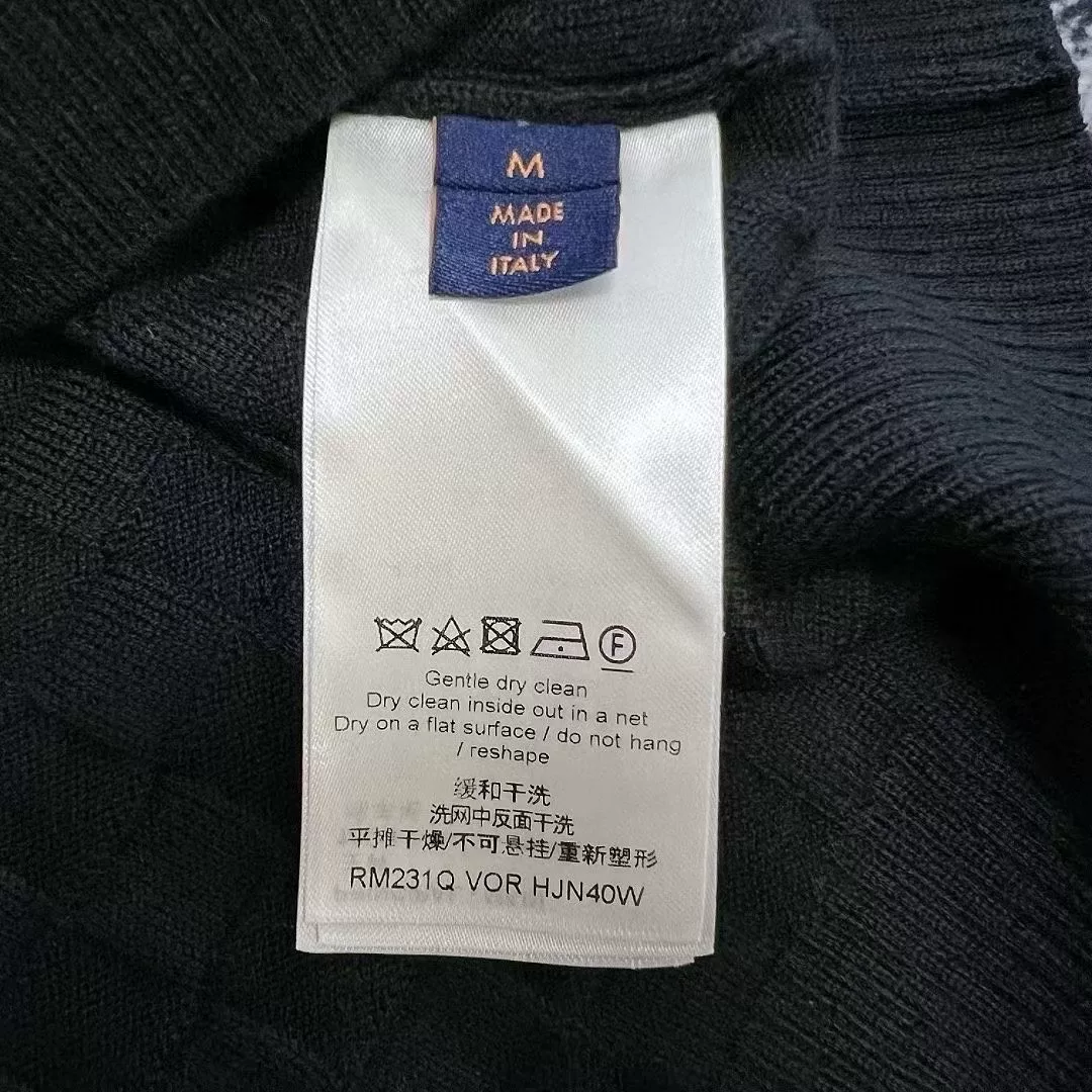 Louis Vuitton Black Checkered Wool Sweater — label