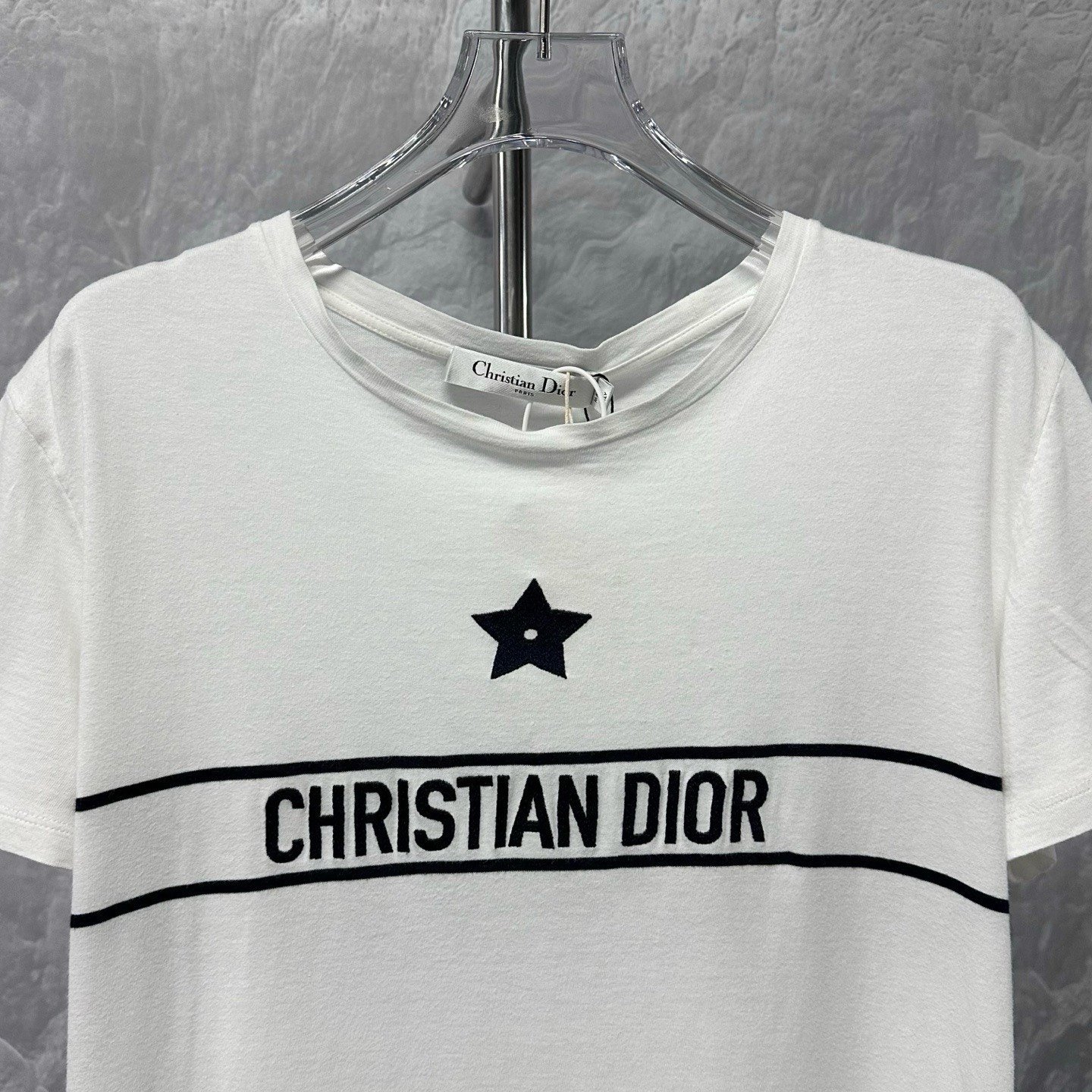 Dior Embroidered Star Letter Short-Sleeve Tee — back