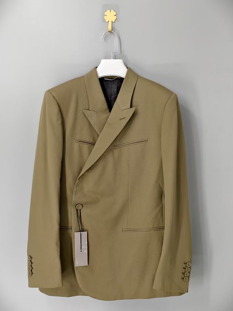 Dior Brown Diagonal Button Suit Jacket
