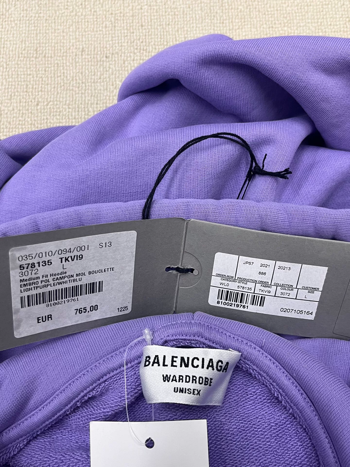 Balenciaga Logo Embroidery Purple Hoodie — label