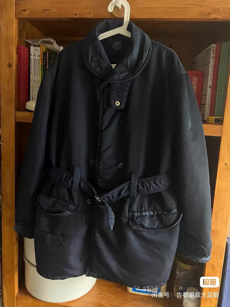 Porter Classic Indigo Double-Breasted Coat — detail