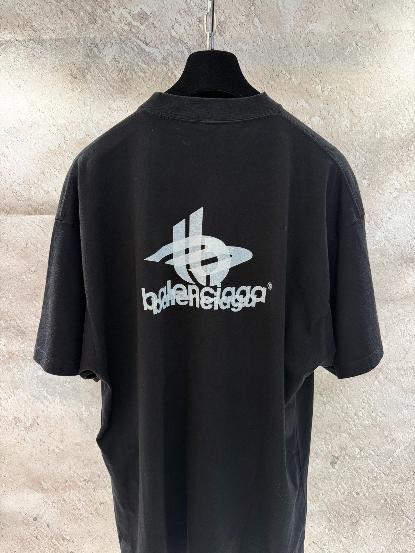 Balenciaga Black Double Shadow Logo T-shirt — back