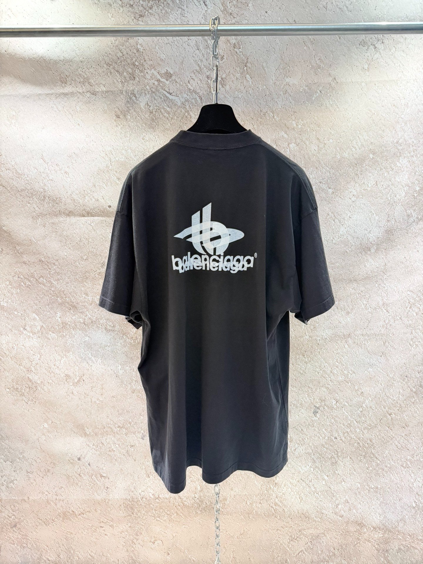Balenciaga Black Double Shadow Logo T-shirt — detail