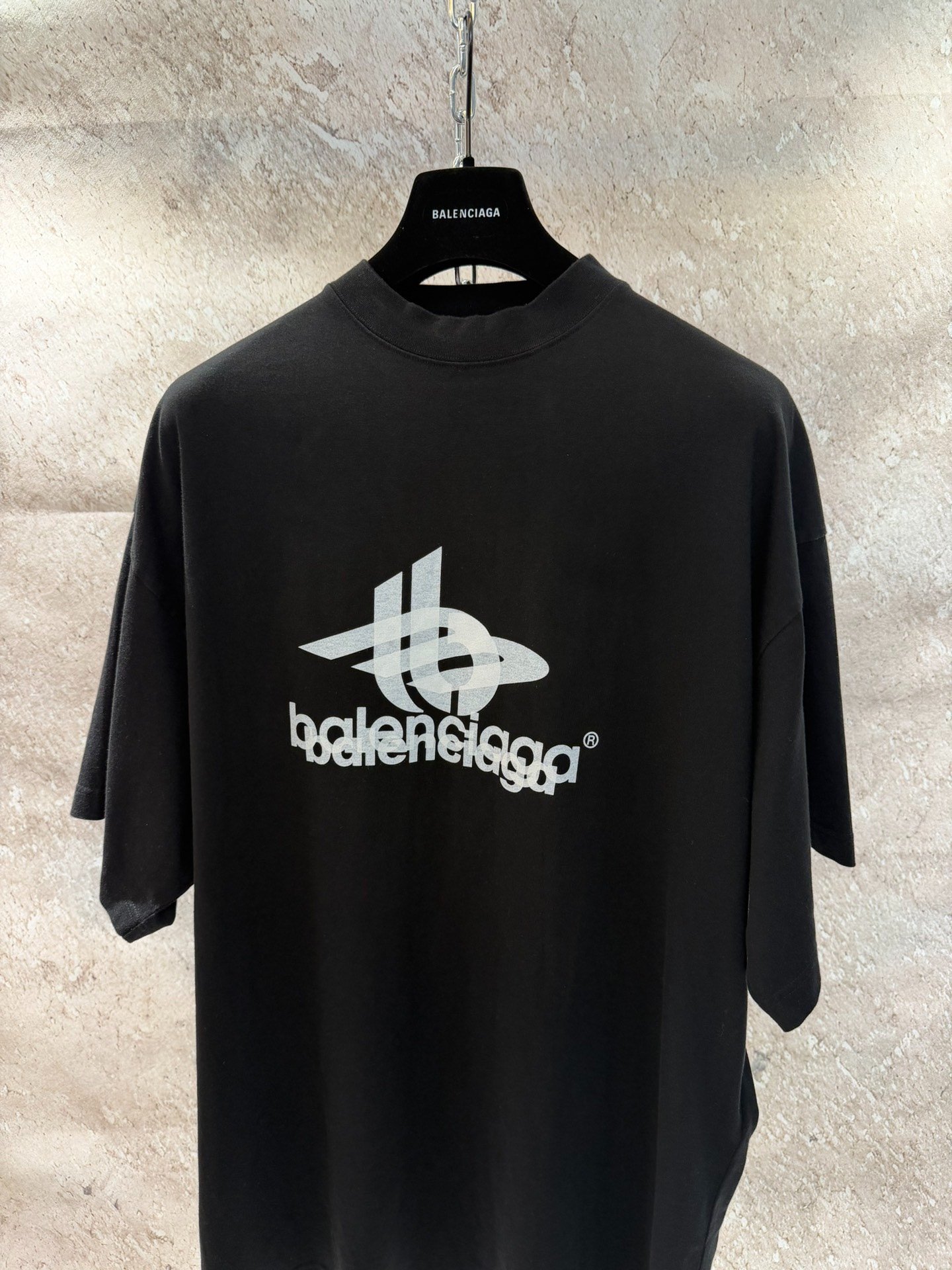 Balenciaga Black Double Shadow Logo T-shirt — front