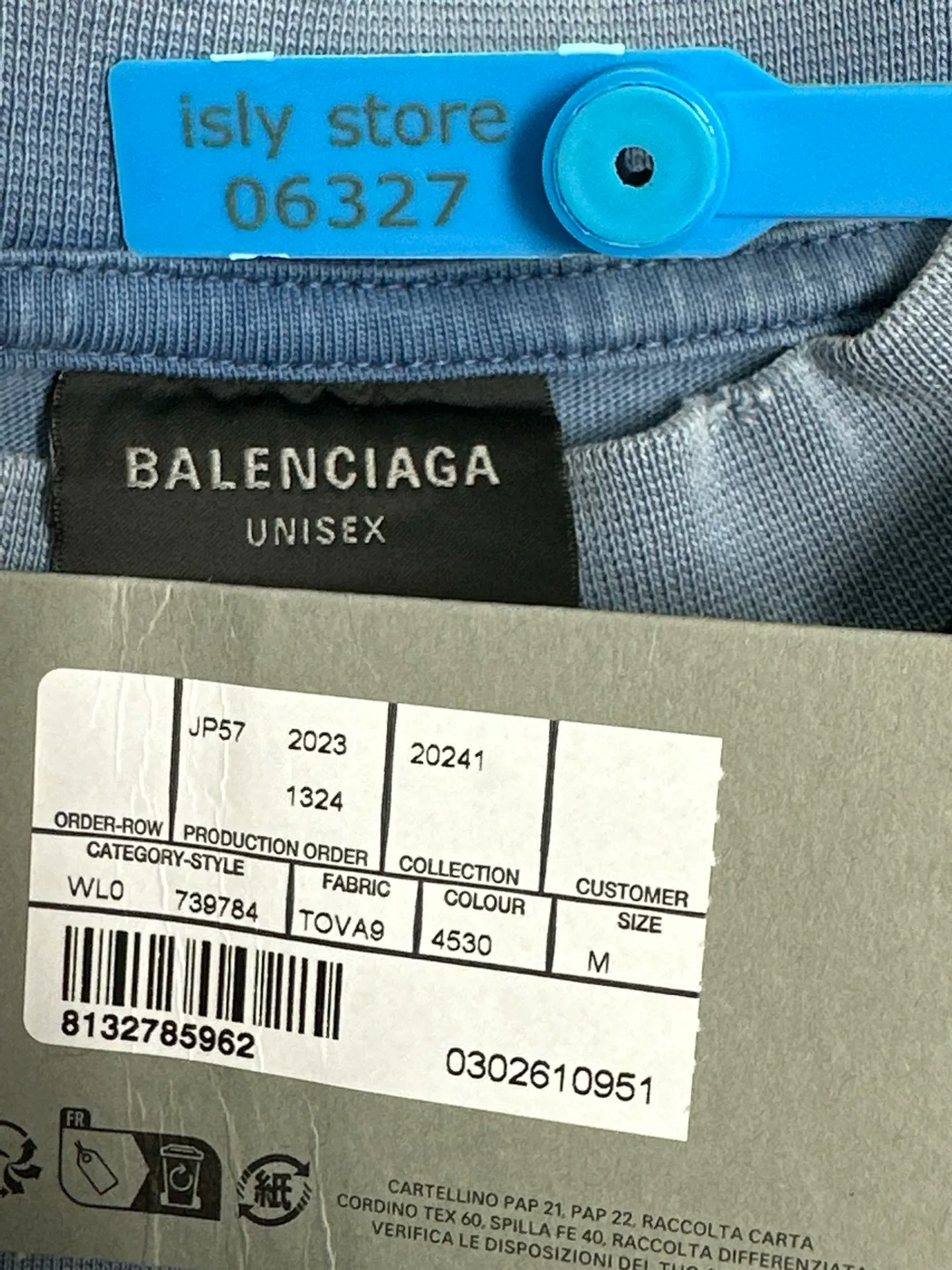 Balenciaga Gold Print Round Neck T-Shirt — back
