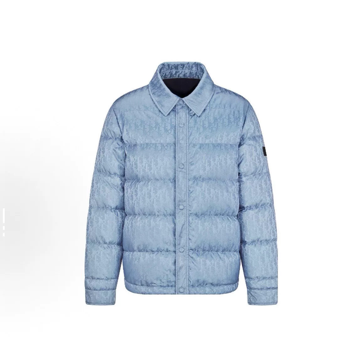 Dior Light Blue Logo Print Puffer Jacket