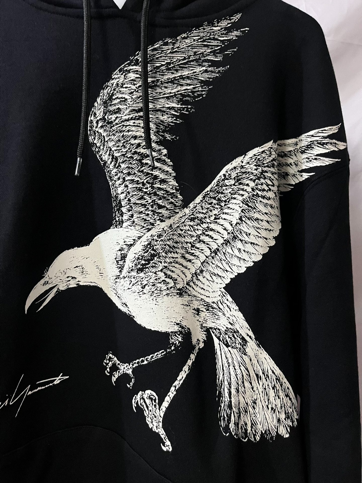 Yohji Yamamoto Crow Print Hoodie — front