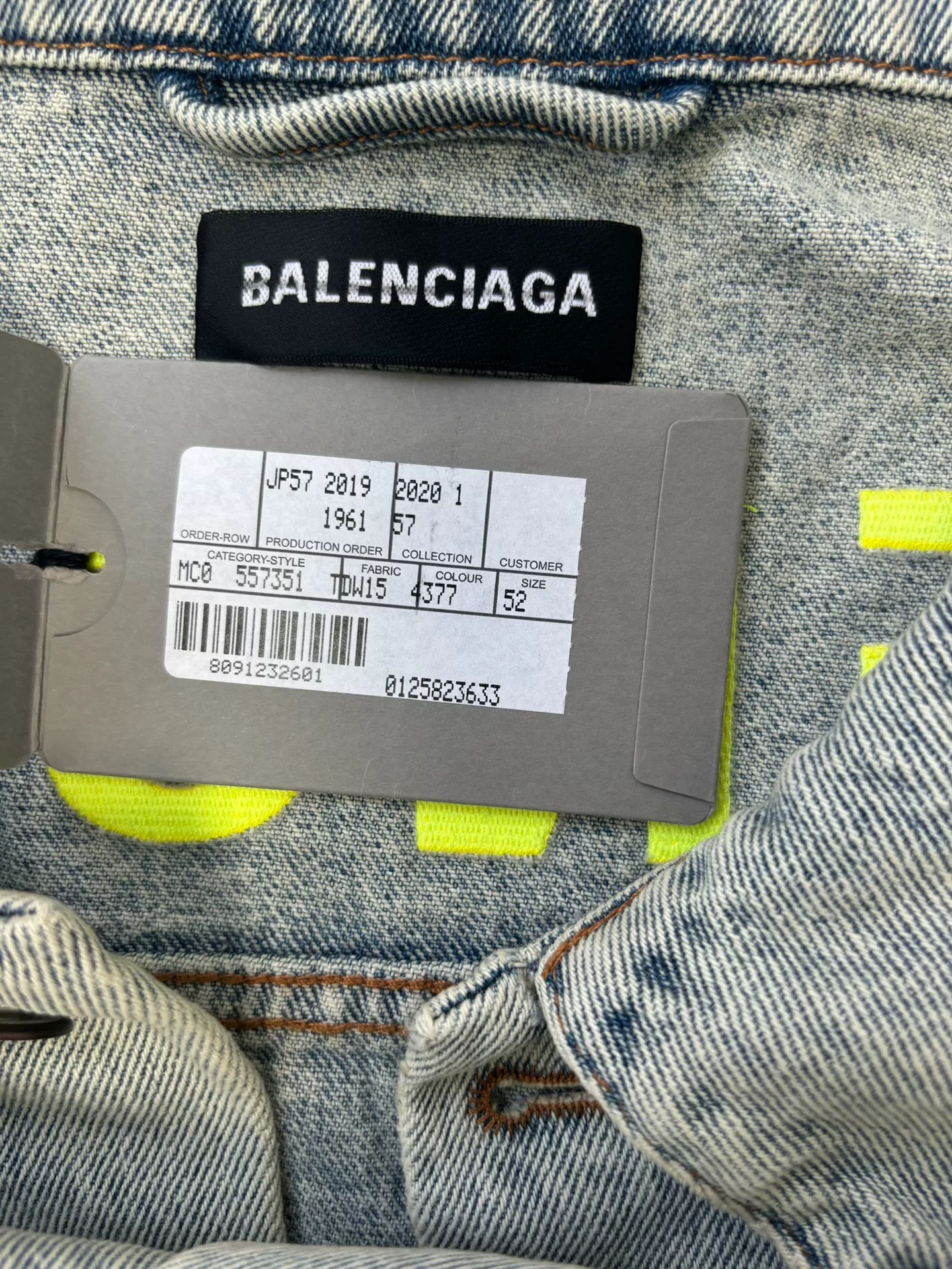Balenciaga Embroidered Logo Denim Jacket — back