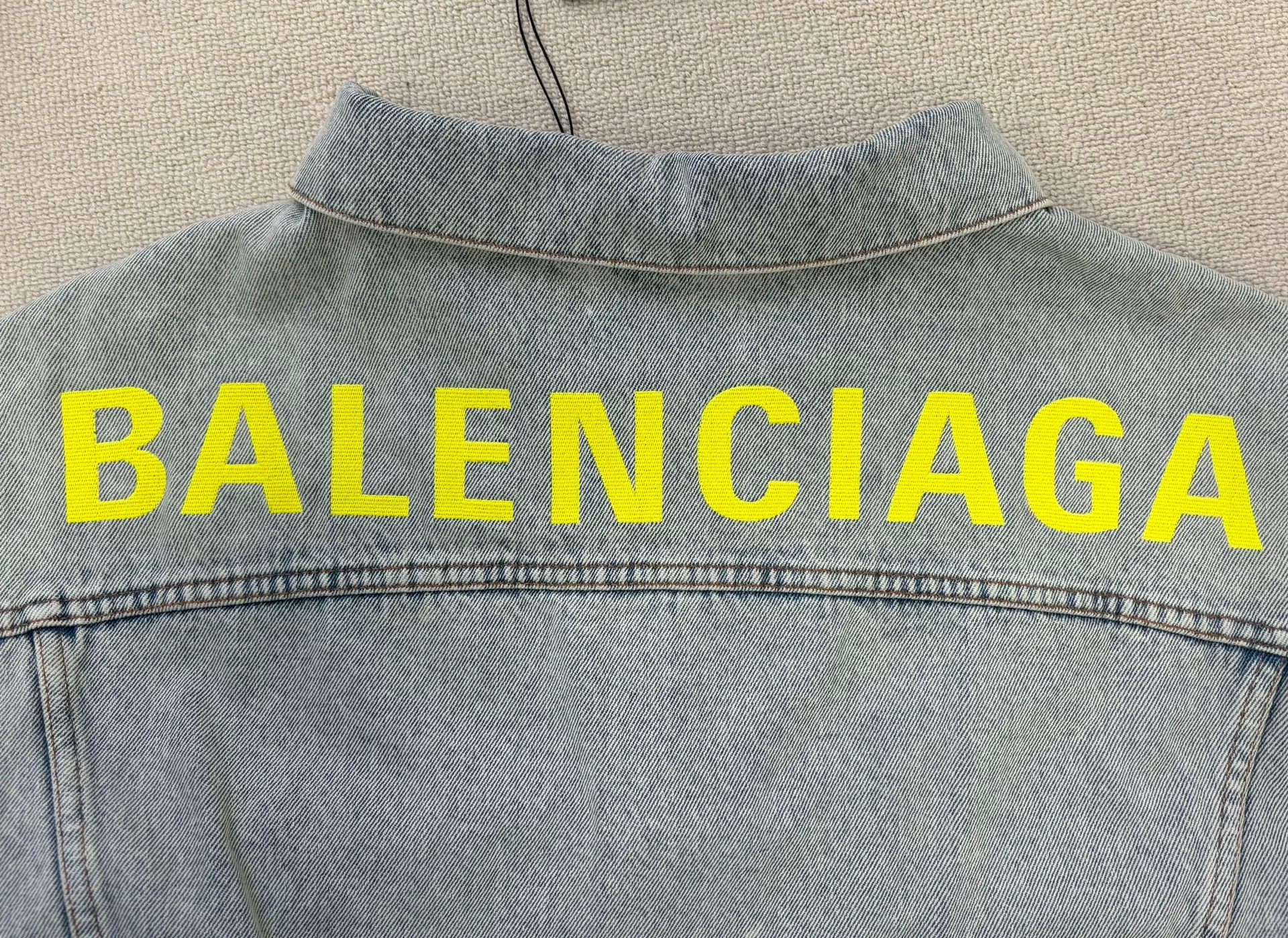 Balenciaga Embroidered Logo Denim Jacket — detail